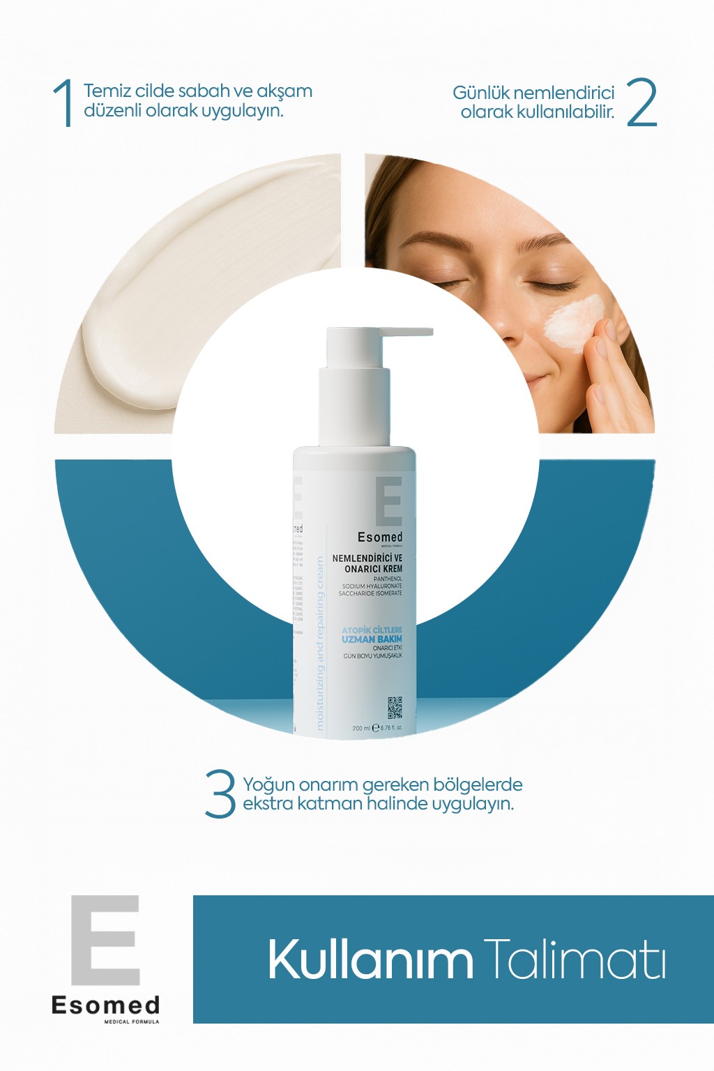 ESOMED Nemlendirici ve Onarıcı Krem – Hyaluronik Asit + Shea Yağı + Panthenol ile Yoğun Nem ve Bakım
