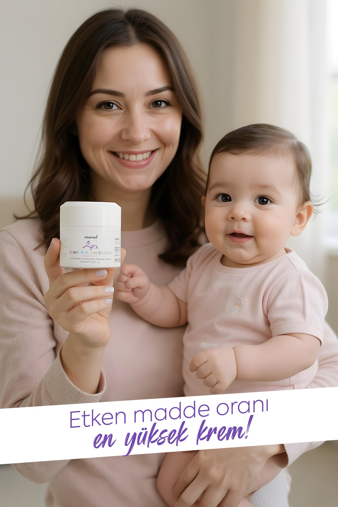 ESOMED Bebek Pişik Önleyici Krem 50 ml – %15 Çinko Oksitli, Bitkisel Nemlendirici ve Koruyucu