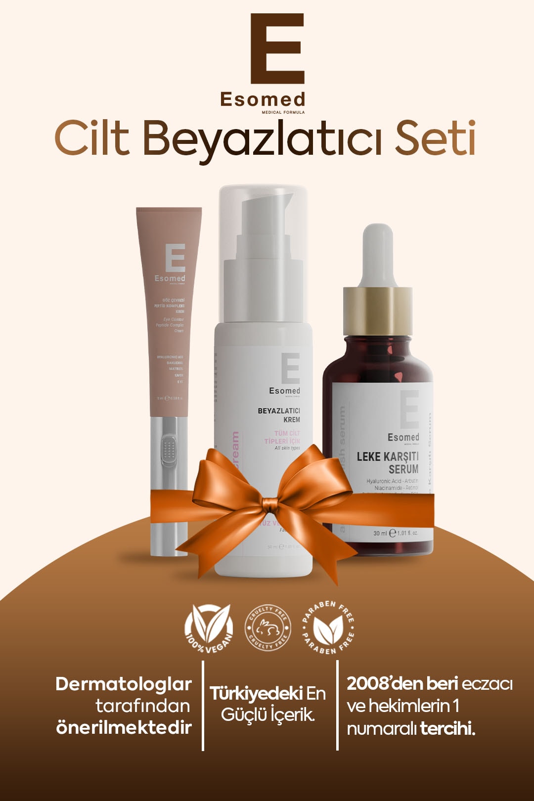 Esomed Beyazlatıcı Cilt Bakım Seti Vücut Beyazlatıcı - Leke Karşıtı Serum - Göz Çevresi Kremi Leke Karşıtı