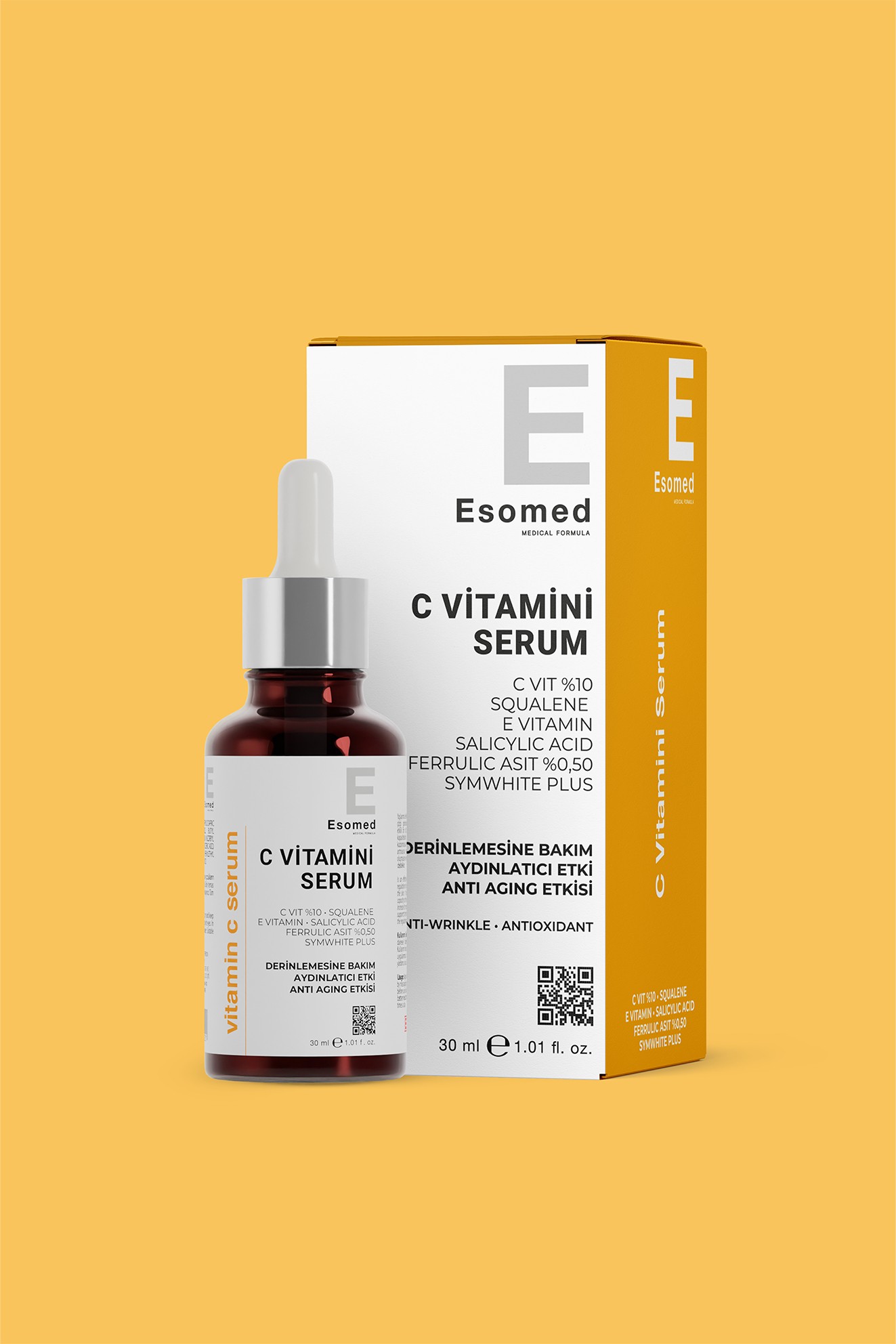 ESOMED C Vitamini Serumu – %10 C Vitamini + Squalane + Ferulik Asit + E Vitamini ile Aydınlatıcı ve Kırışıklık Karşıtı Bakım