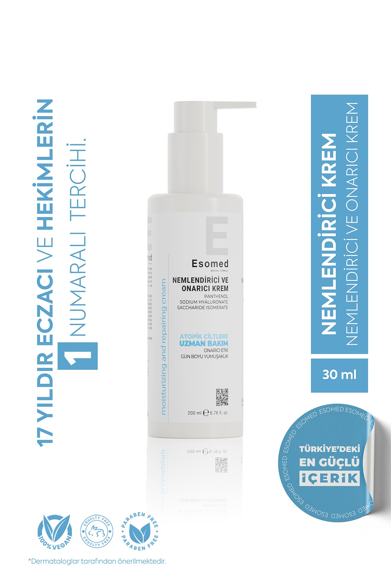 ESOMED Nemlendirici ve Onarıcı Krem – Hyaluronik Asit + Shea Yağı + Panthenol ile Yoğun Nem ve Bakım