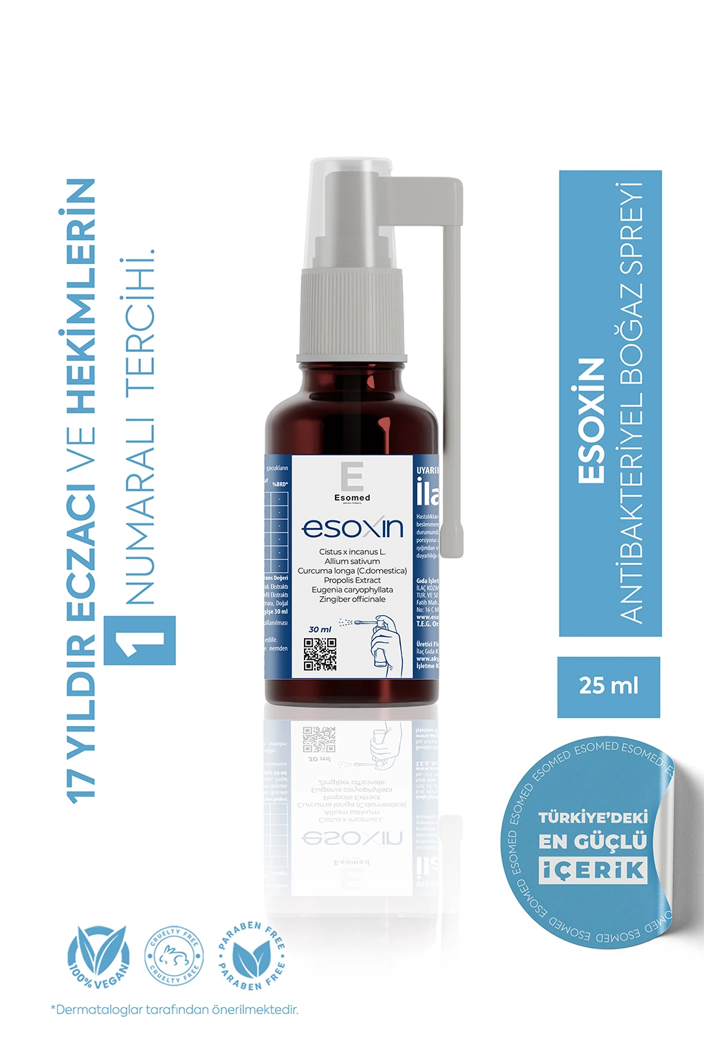 ESOMED Esoxin Boğaz Spreyi 25 ml – Cistus + Zerdeçal + Propolis İçerikli Bitkisel Koruma