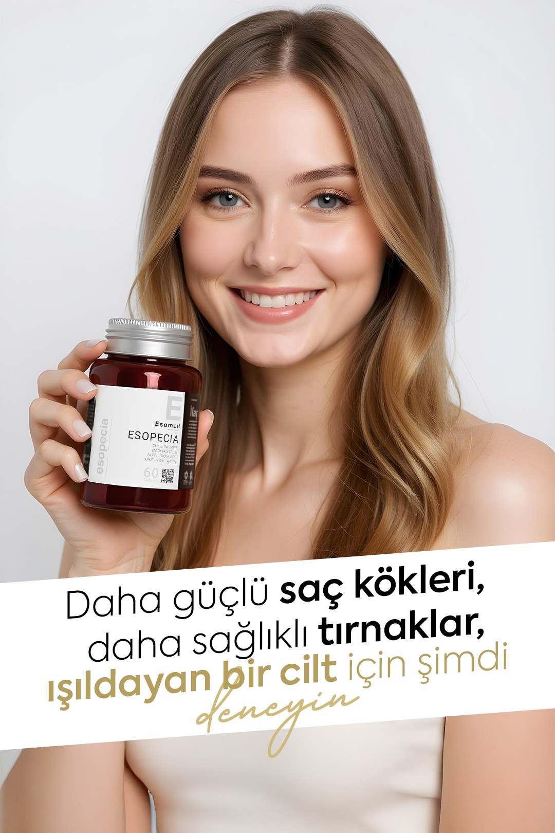ESOMED Esopecia 60 Tablet – Saç Dökülmesine Karşı Kolajen + Biotin + Keratin + Bitki Ekstreleri