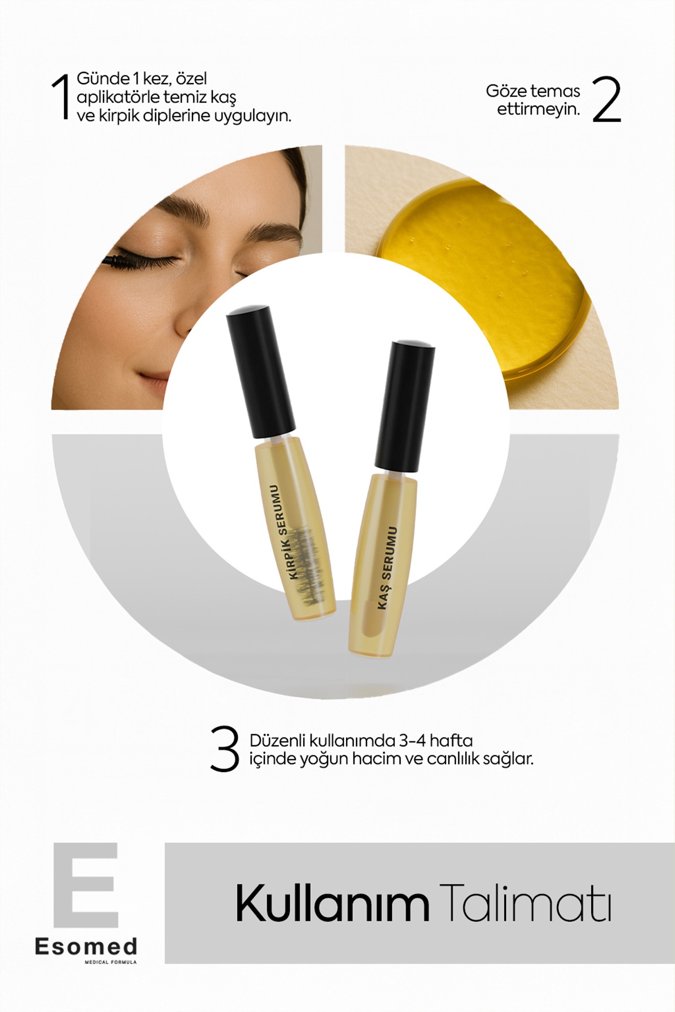 ESOMED Kaş ve Kirpik Serumu – Biotin + Argan + Vitamin B5 İçerikli Güçlendirici Yoğun Bakım