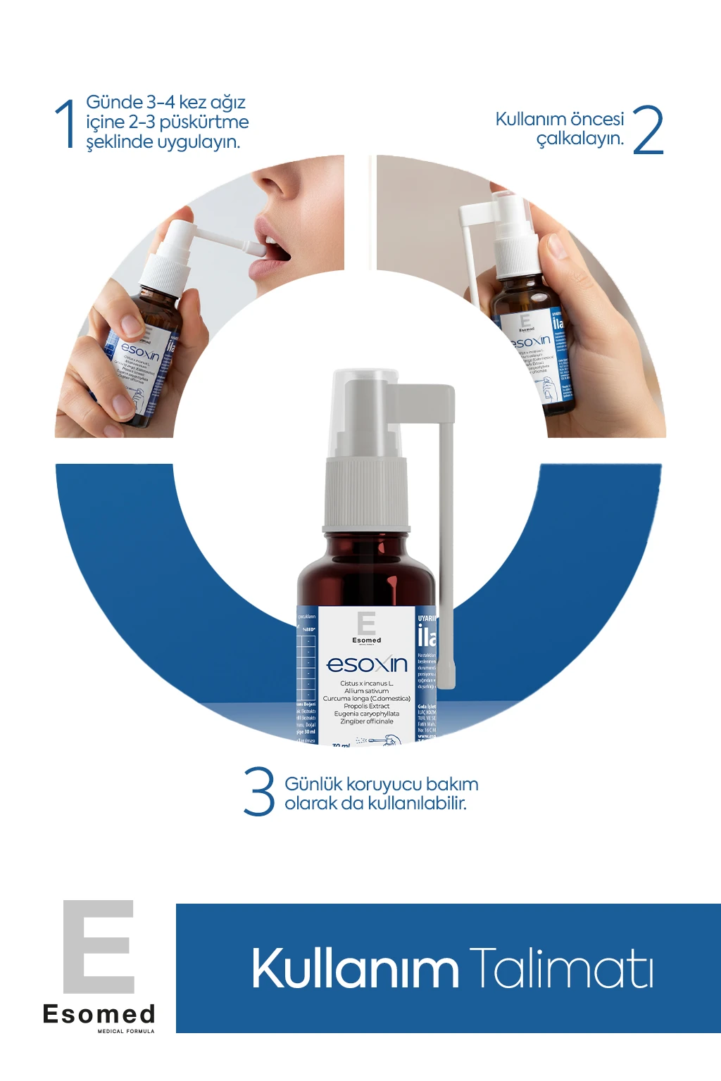 ESOMED Esoxin Boğaz Spreyi 25 ml – Cistus + Zerdeçal + Propolis İçerikli Bitkisel Koruma