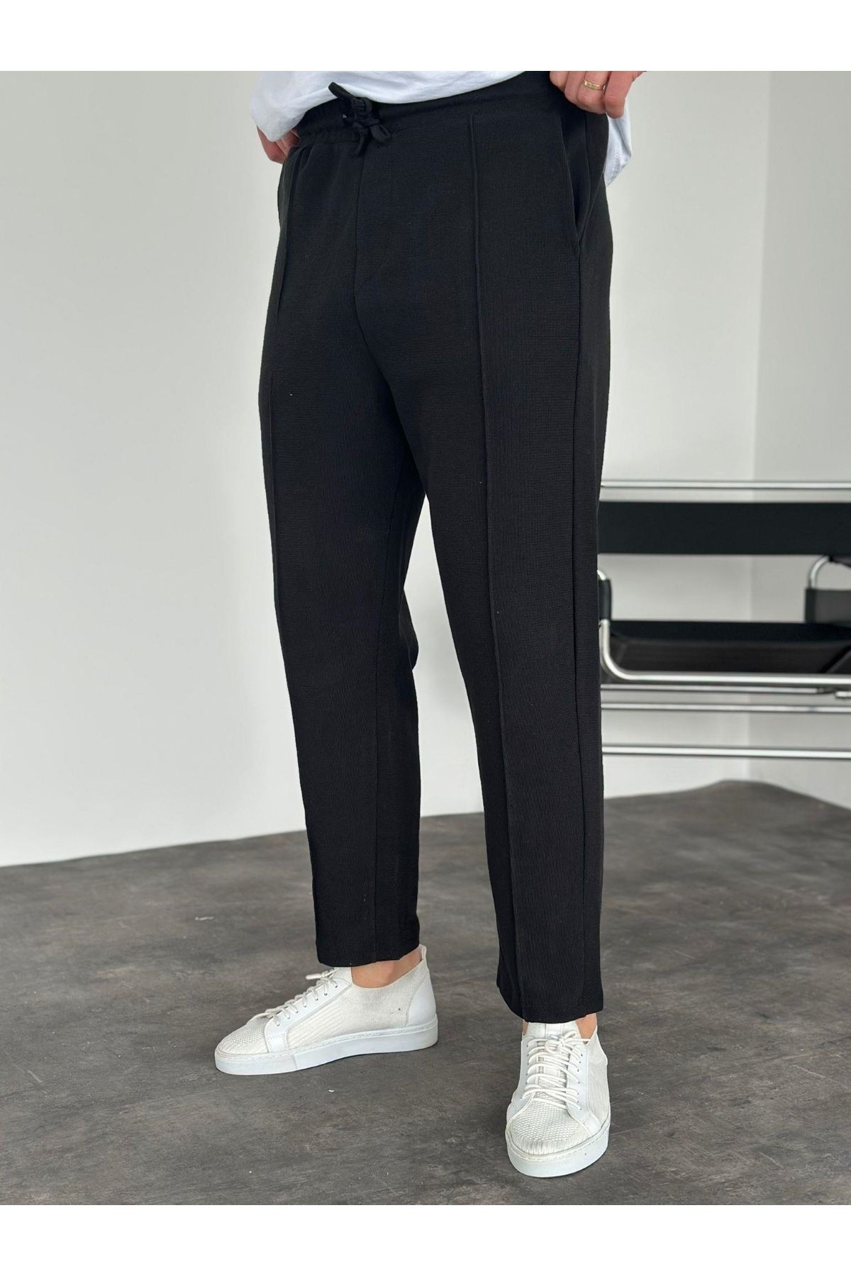ERKEK WAFFLE KUMAŞ ÇİMALI BOYFRİEND JOGGER PANTALON K2034WP