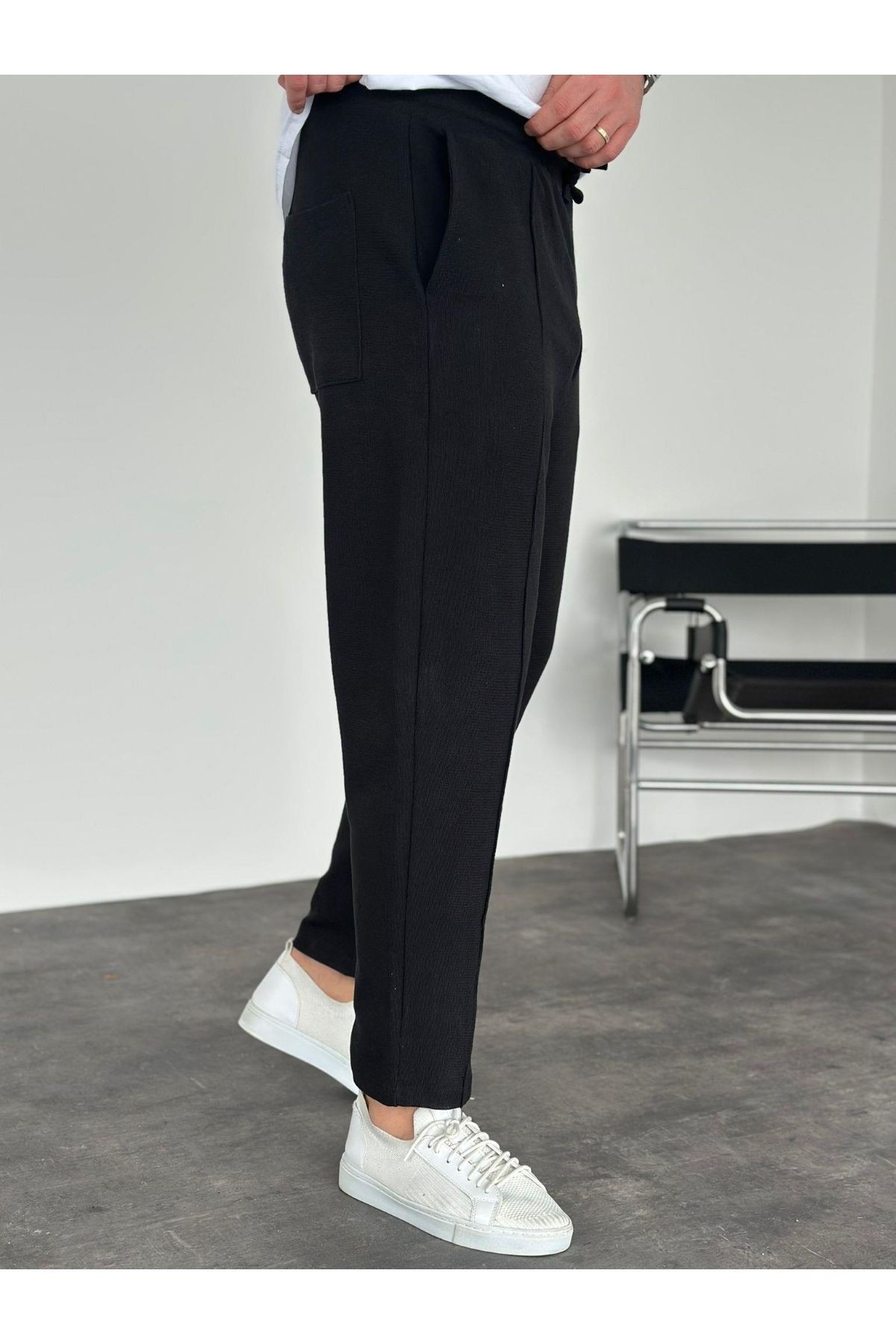 ERKEK WAFFLE KUMAŞ ÇİMALI BOYFRİEND JOGGER PANTALON K2034WP