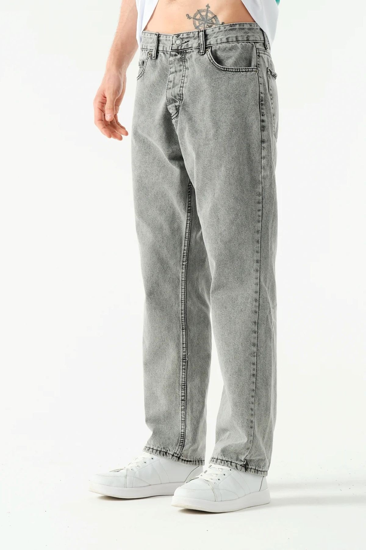 ERKEK BAGGY LİKRALI DENİM KUMAŞ YIKAMA KOT PANTALON K2034BKP
