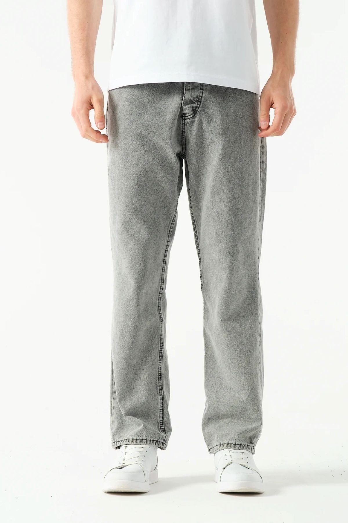 ERKEK BAGGY LİKRALI DENİM KUMAŞ YIKAMA KOT PANTALON K2034BKP