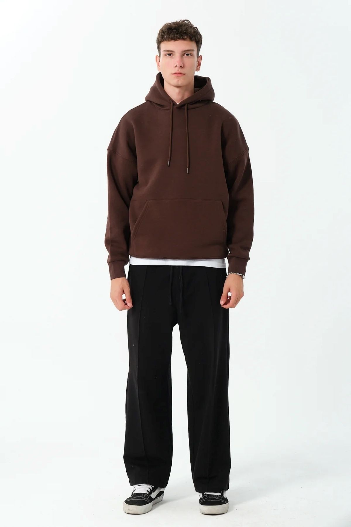 ERKEK PAMUKLU OVERSİZE KAPŞONLU KANGURU CEP BASİC HODDİE SWEATSHIRT K7001KSW