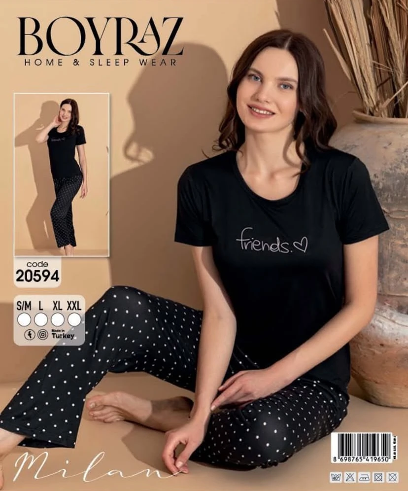 Boyraz Milan Kısa Kollu Kadın Pijama Takımı 20594