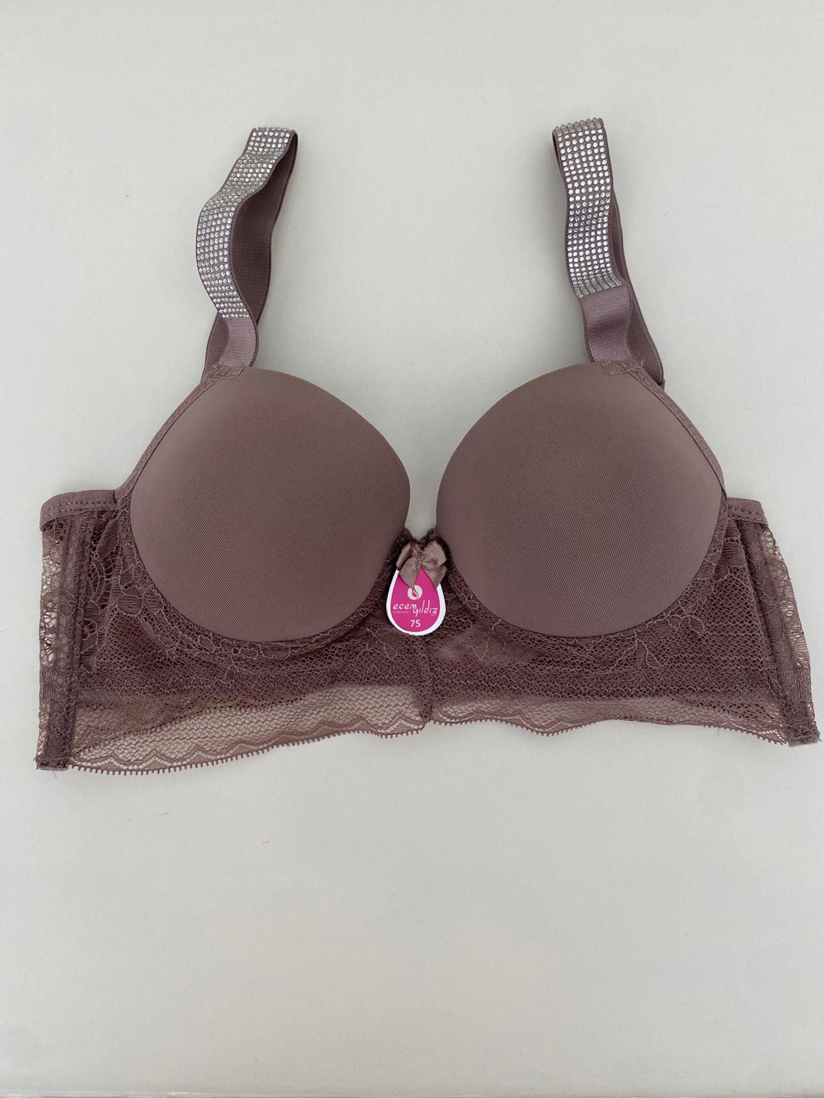 Bralet Dolgulu Taş Askı Sütyen-Vizon