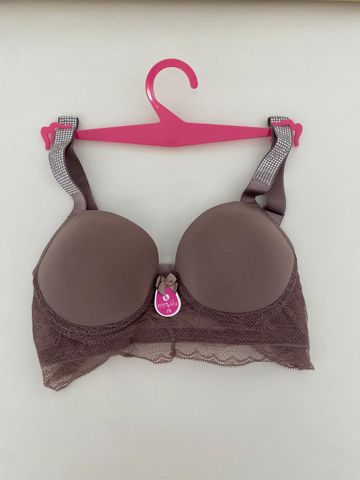 Bralet Dolgulu Taş Askı Sütyen-Vizon