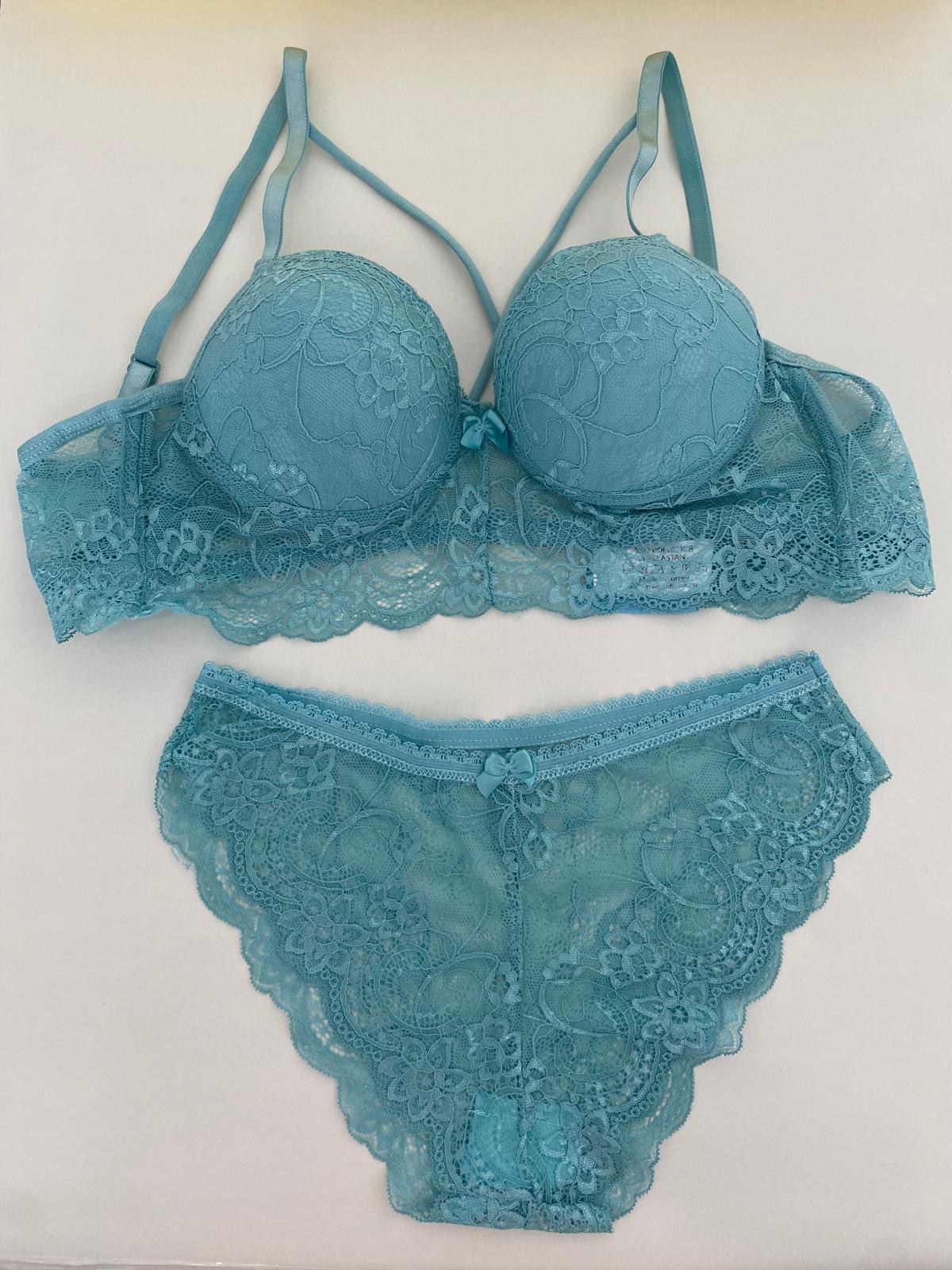 Bralet Dolgulu İp Askı Sütyen Takım-Mint Yeşili