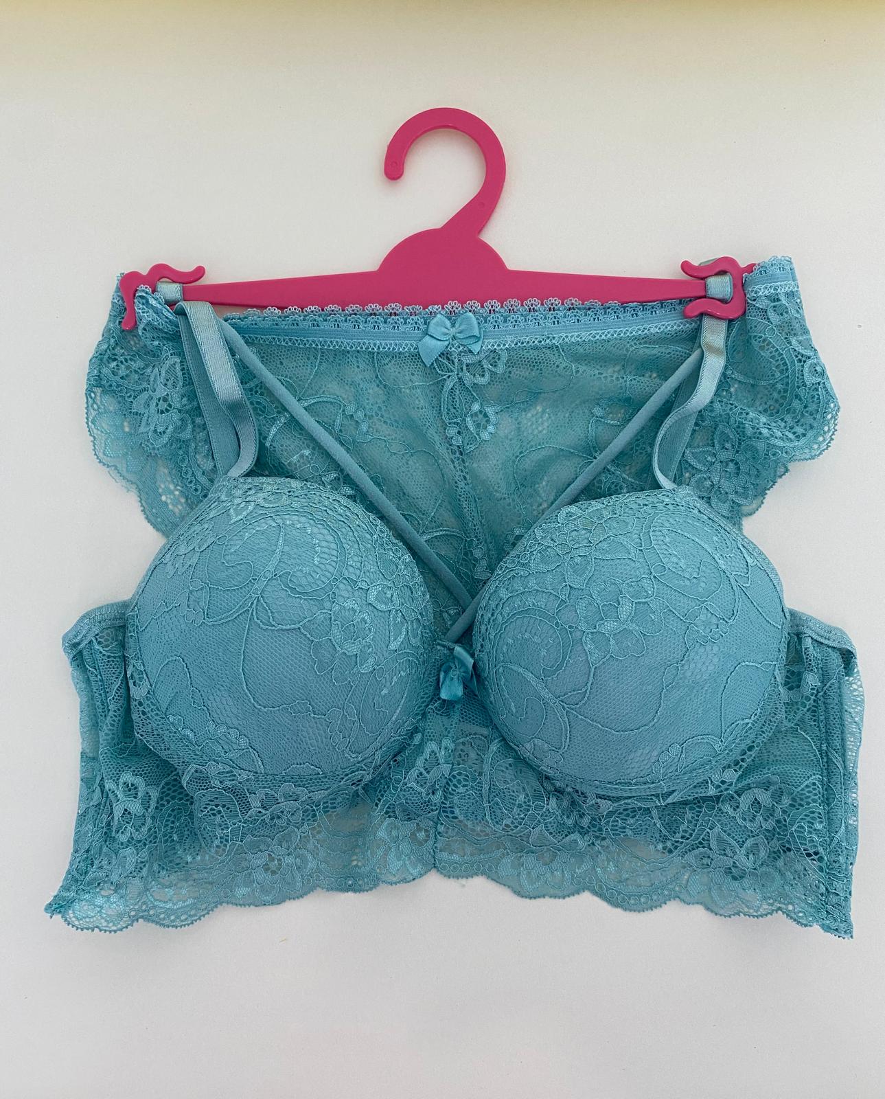Bralet Dolgulu İp Askı Sütyen Takım-Mint Yeşili