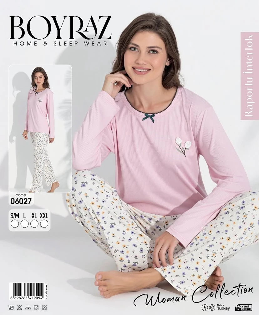 Boyraz İnterlok Kumaş Kadın Pijama Takımı 06027