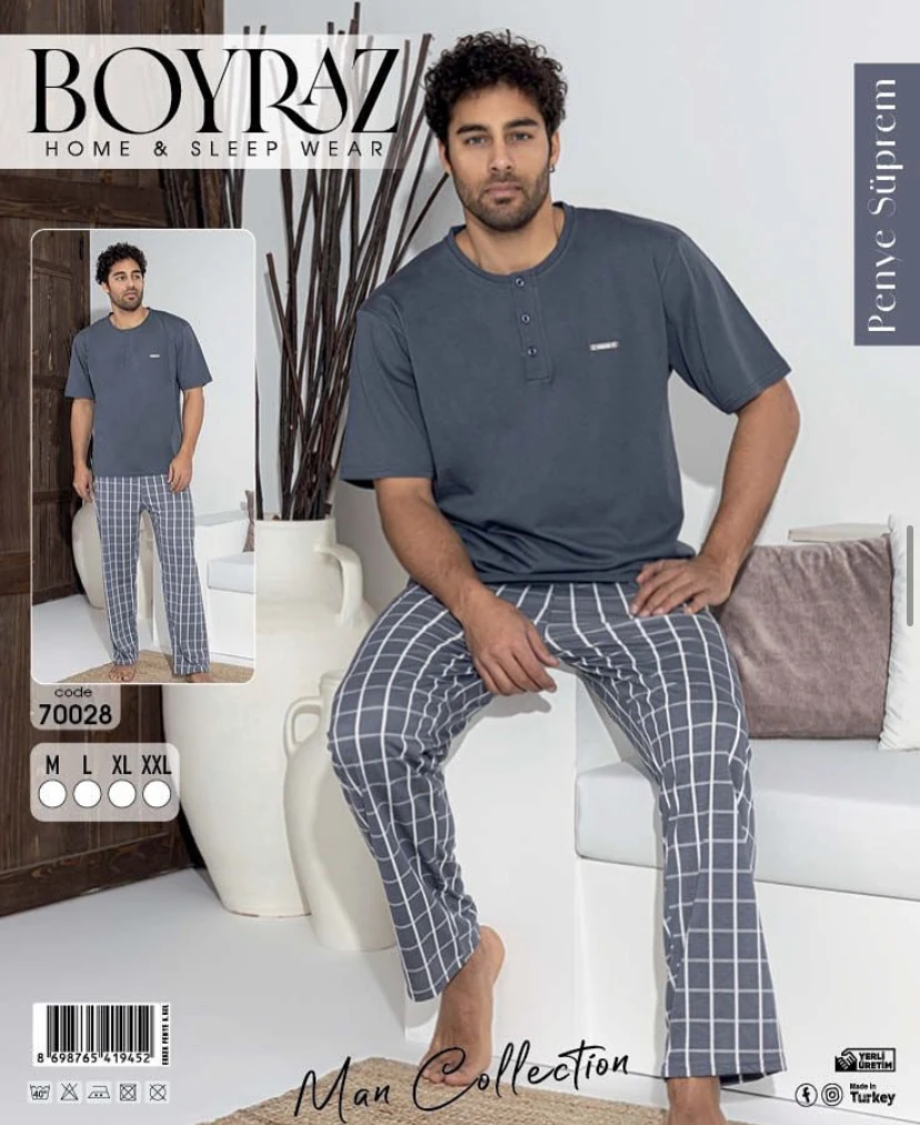 Boyraz Erkek Penye Süprem Kısa Kol Pijama Takımı 70028