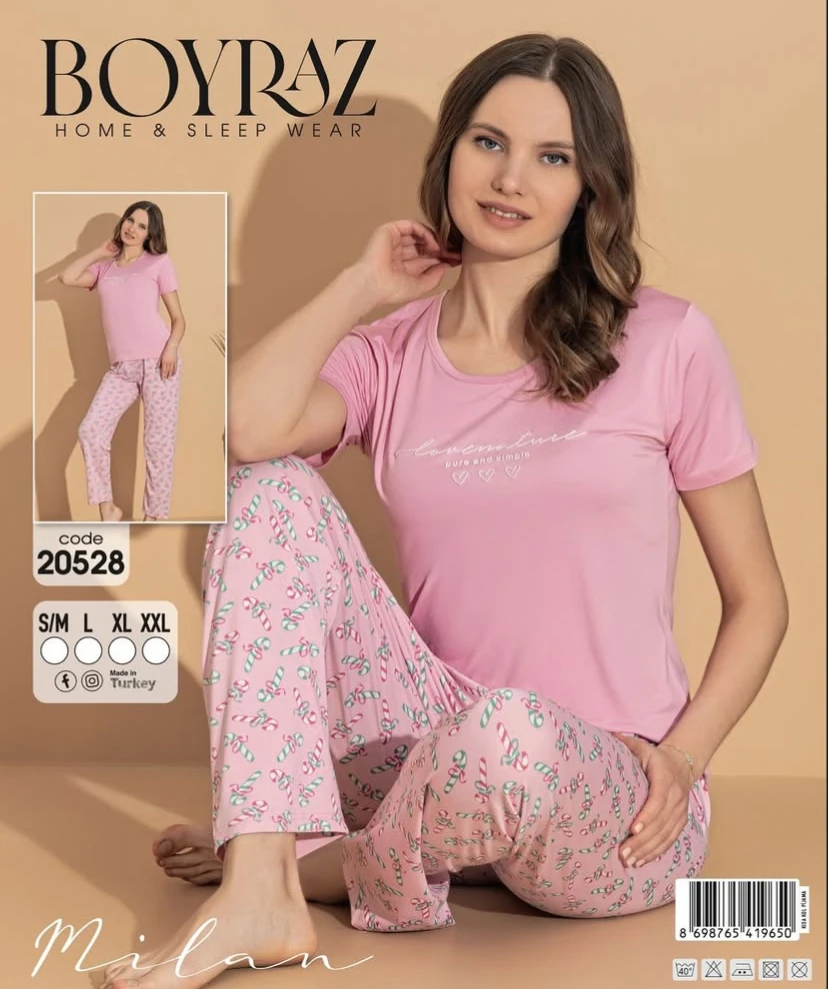 Boyraz Milan Kısa Kollu Kadın Pijama Takımı 20528