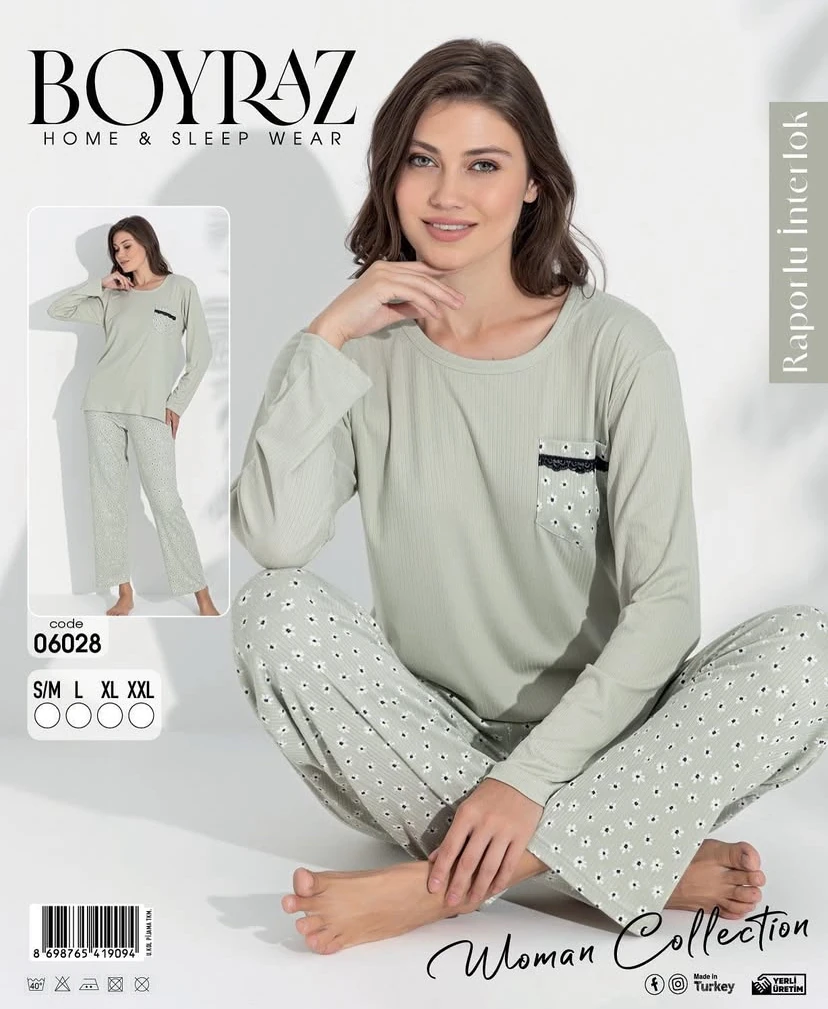 Boyraz İnterlok Kumaş Kadın Pijama Takımı 06028