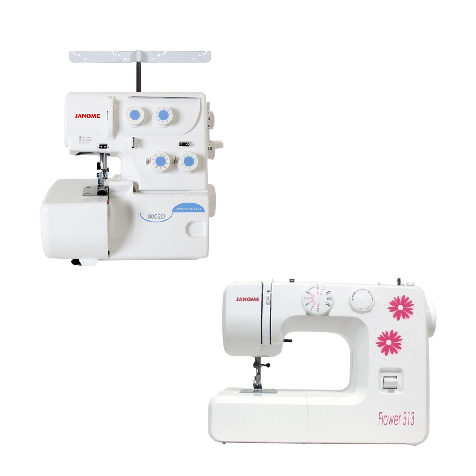 Janome 8002D Overlok Makinesi ve Flower 313 Dikiş Makinesi
