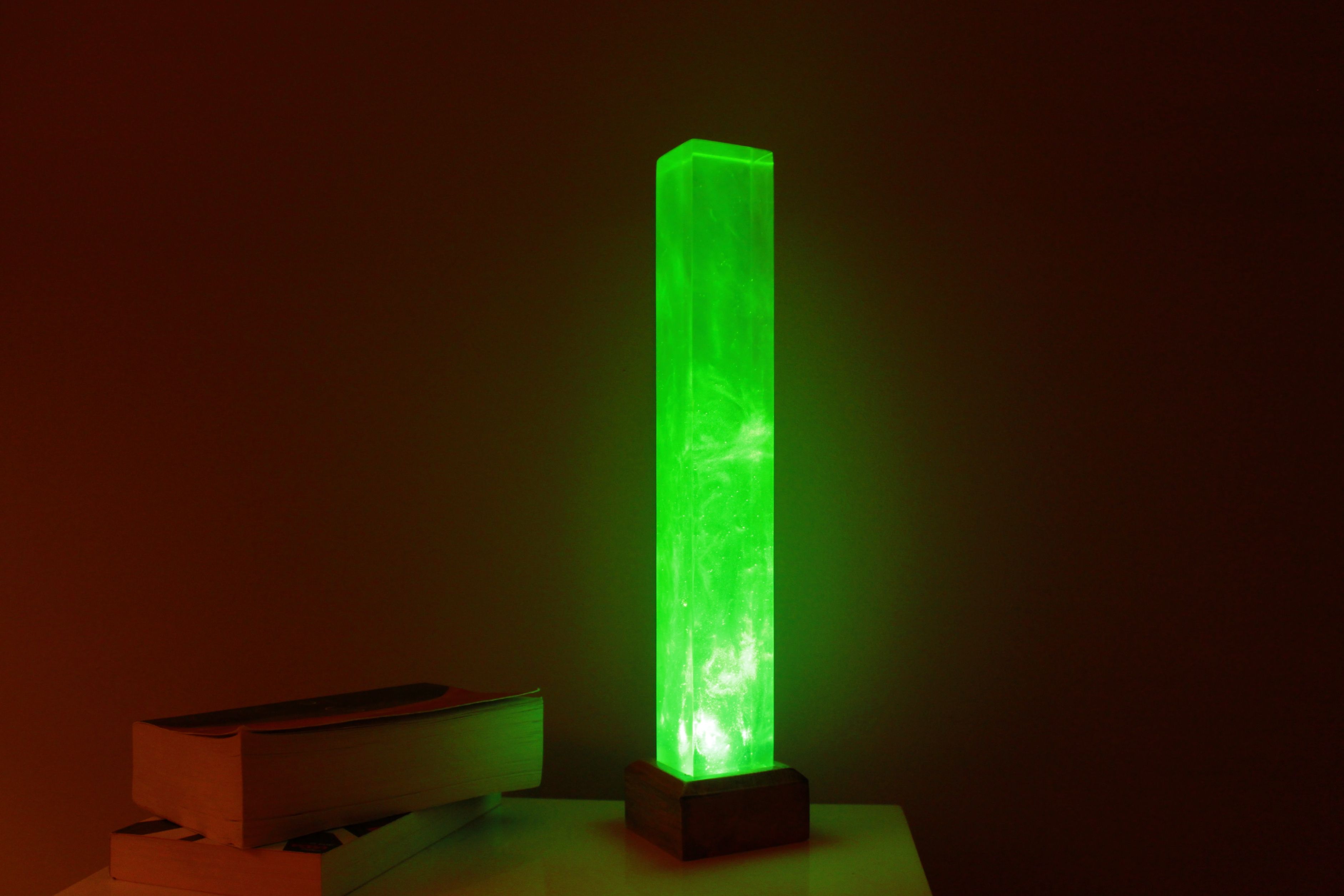 Intense Green Solid Epoxy Resin Ambiance Lamp 