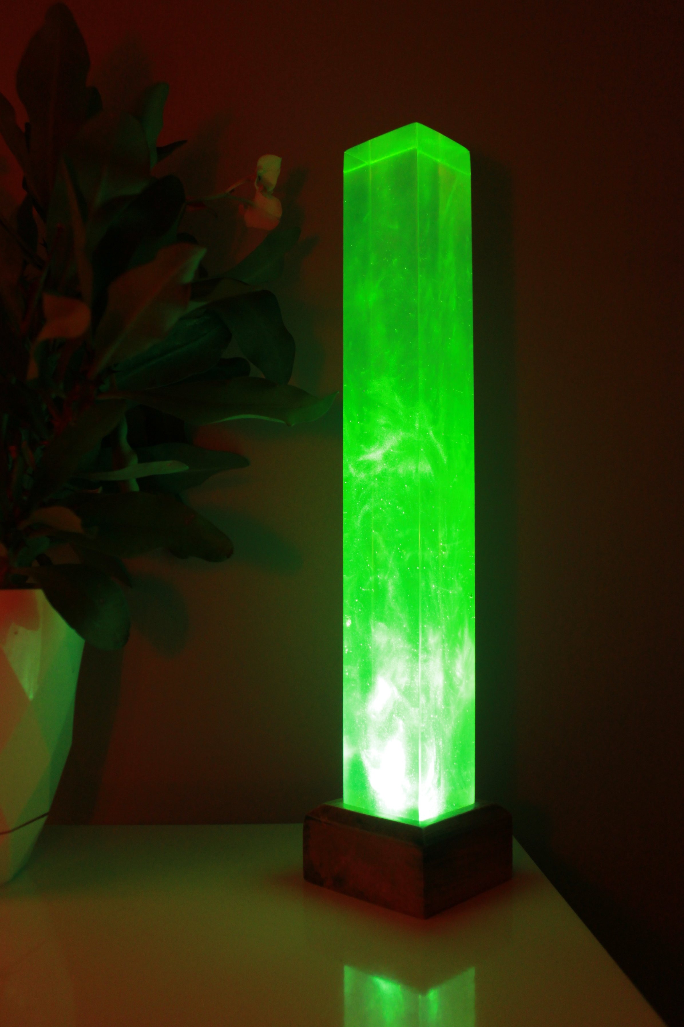 Intense Green Solid Epoxy Resin Ambiance Lamp 