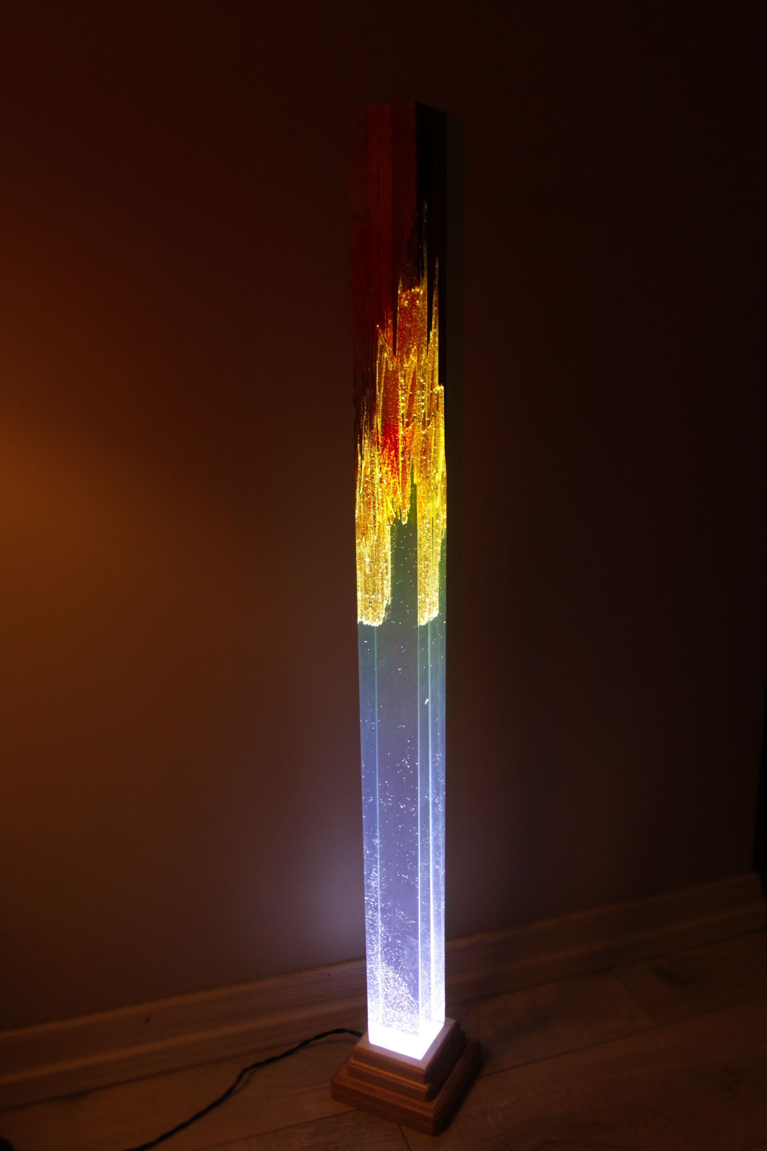 Mahogany & Epoxy Resin Floor Lamp