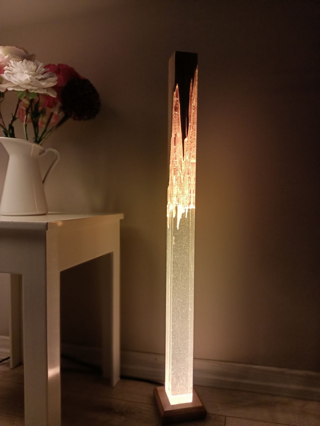 Oak Wooden Resin Floor Lamp - Night Floor Lamp