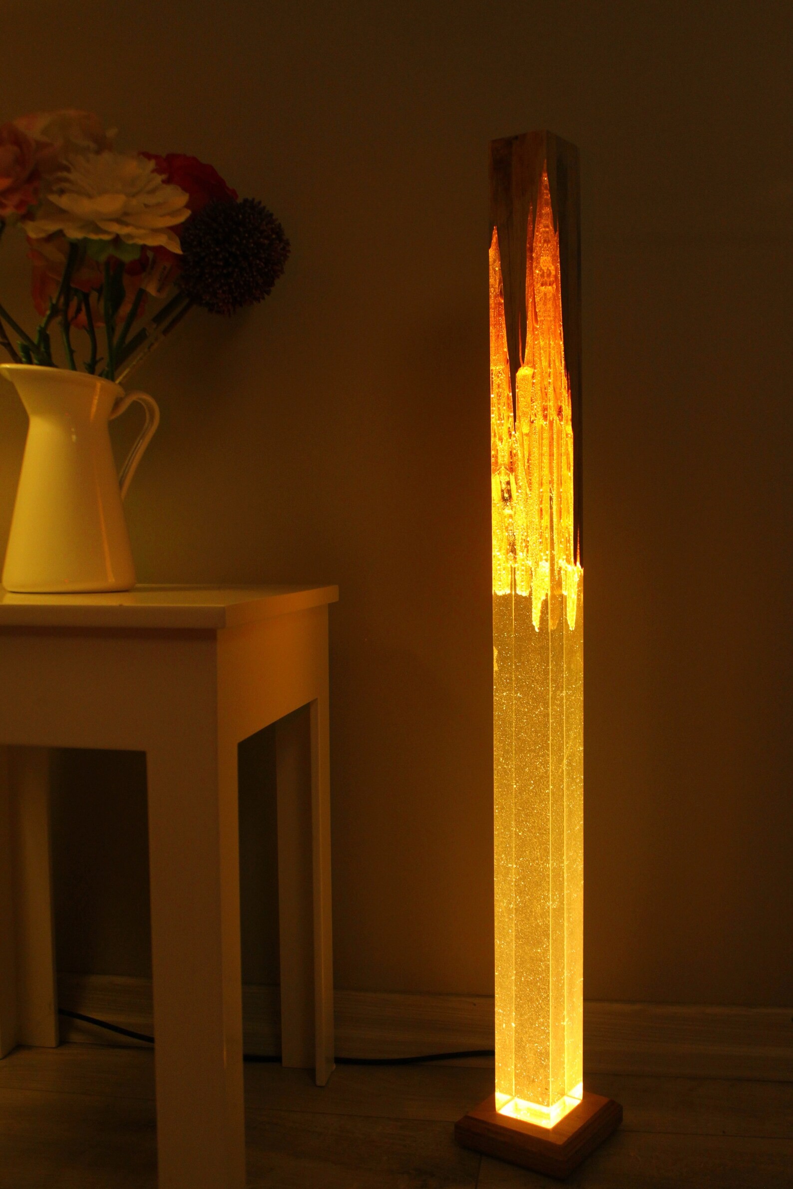 Oak Monolith Epoxy Resin Floor Lamp