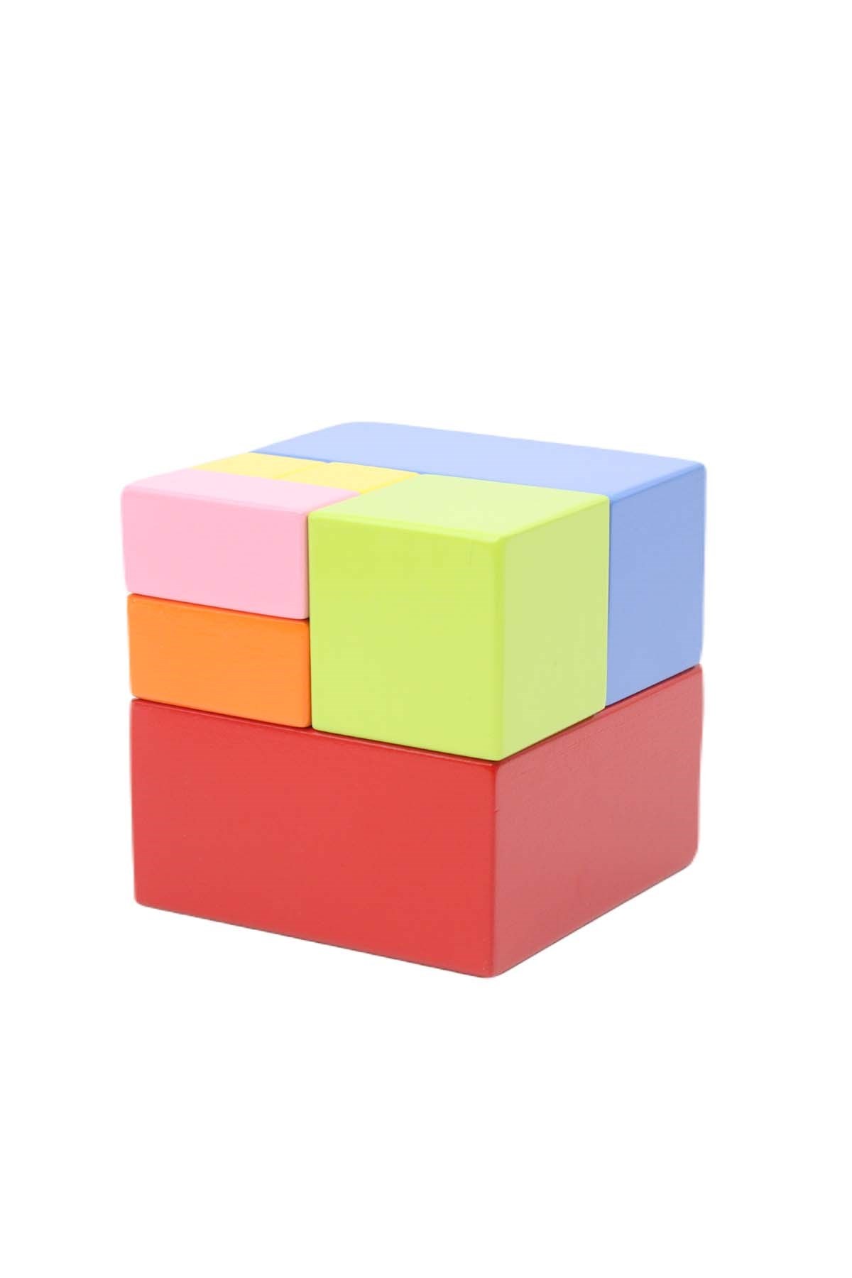 Piece and Whole Educational Cube | Shape Color and Size Learning | WoodNotion Işık