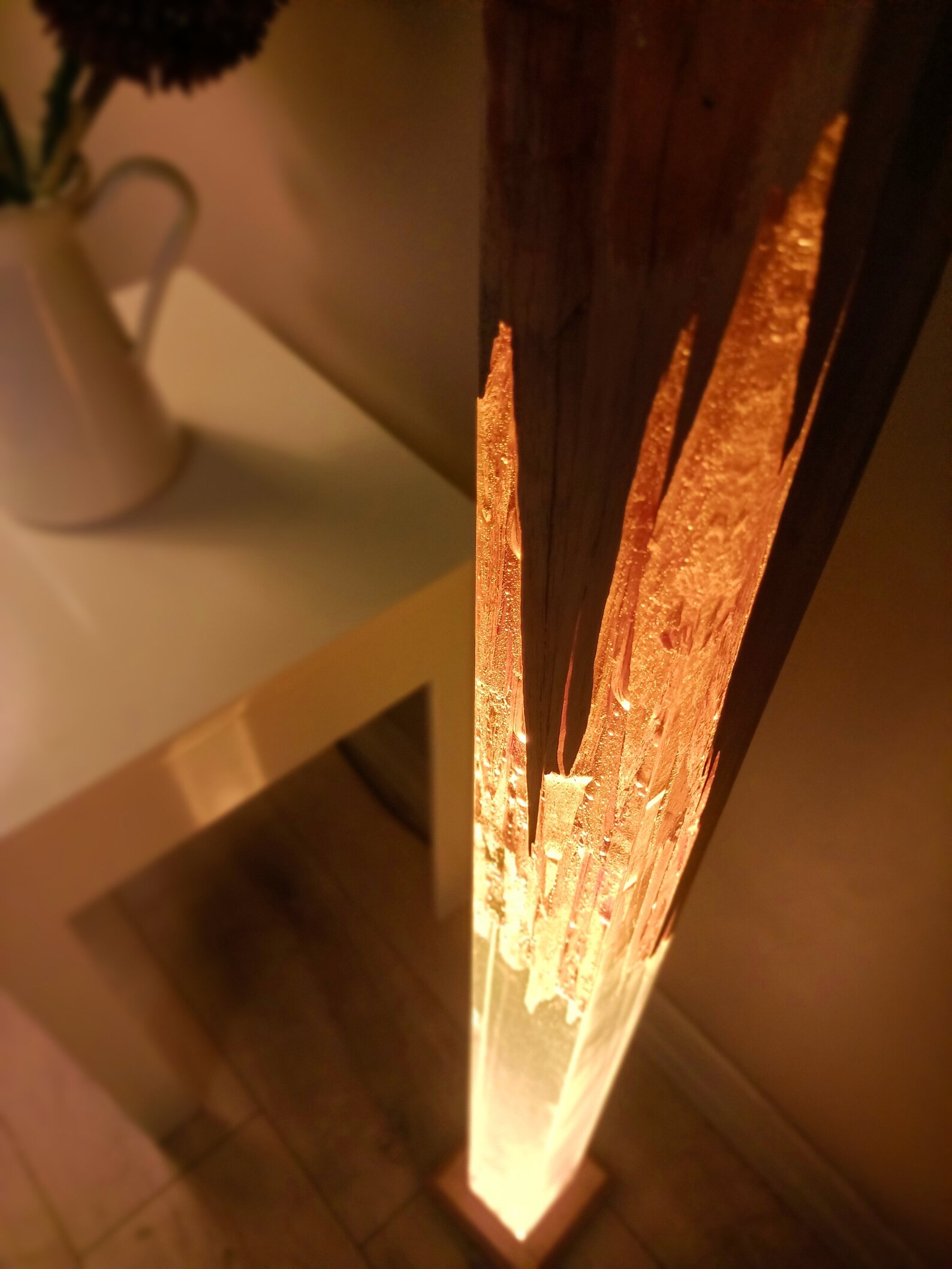 Oak Monolith Epoxy Resin Floor Lamp