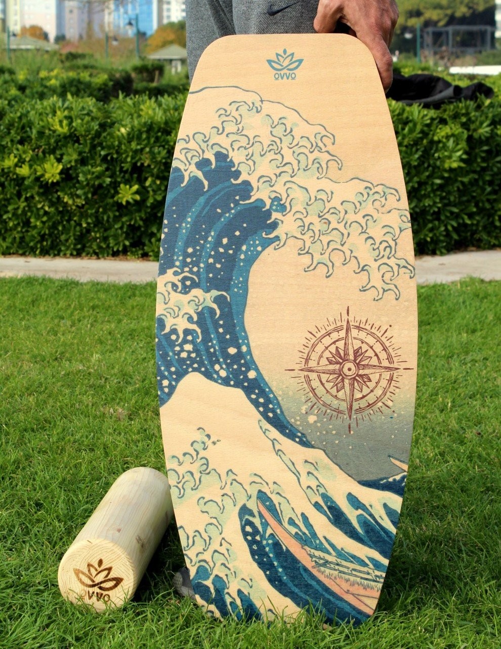 Wave Balance Board | California Balance Board | Wobble Balance Board with Roller | WoodNotion OVVO 