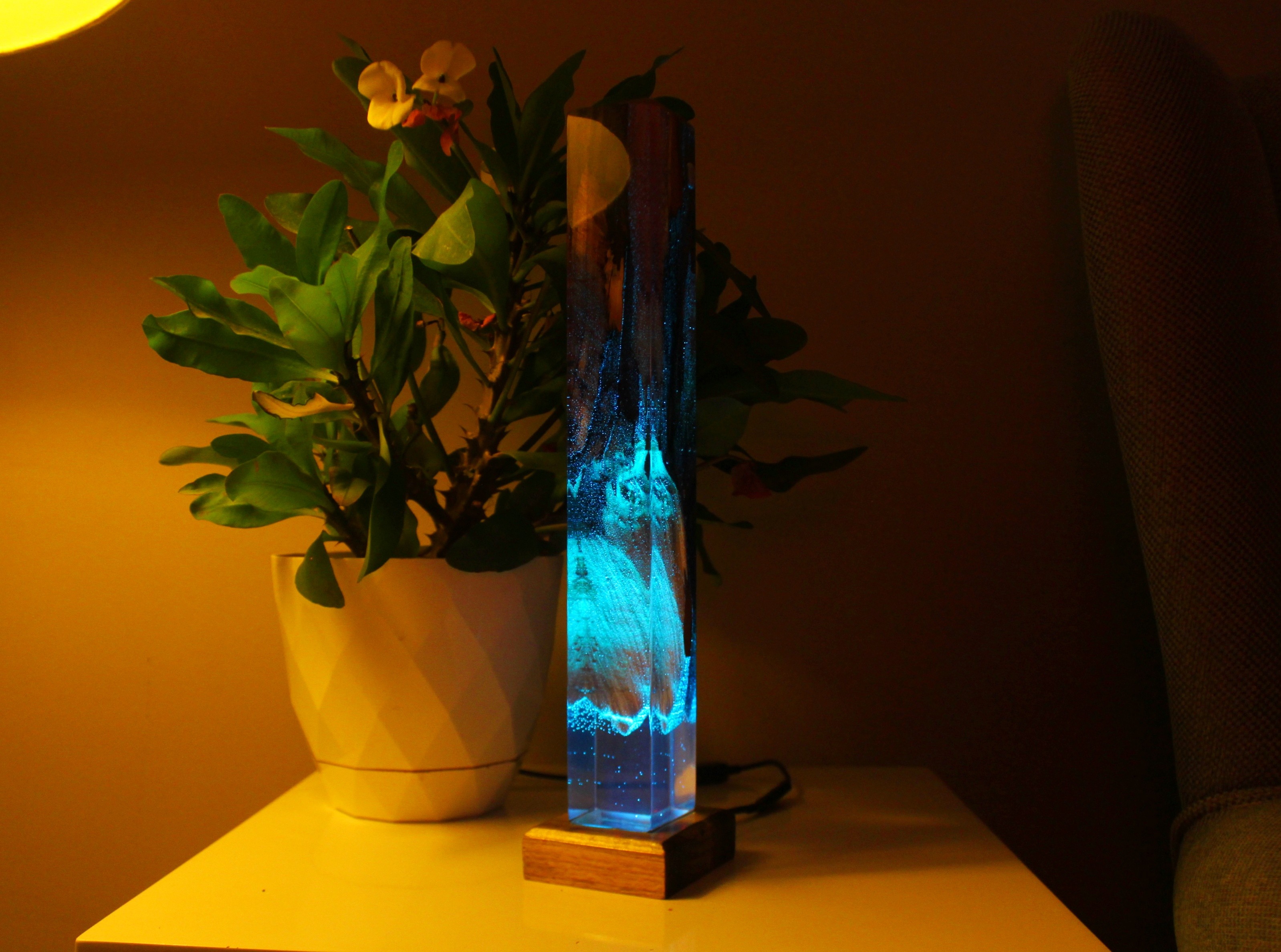 Natural Olive Epoxy Resin Night Lamp | WoodNotion