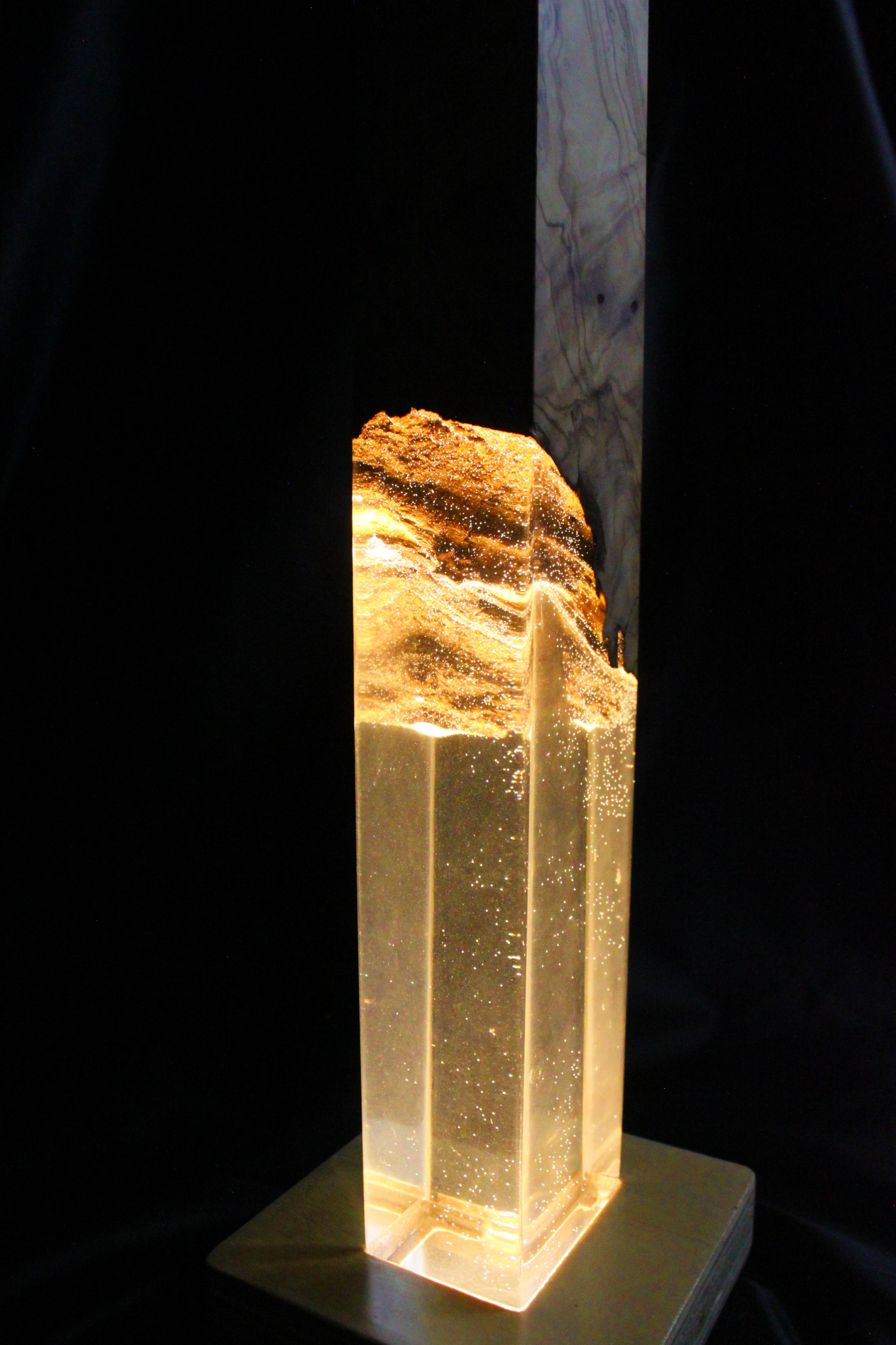 Gold Tall Epoxy Resin Nightstand Lamp