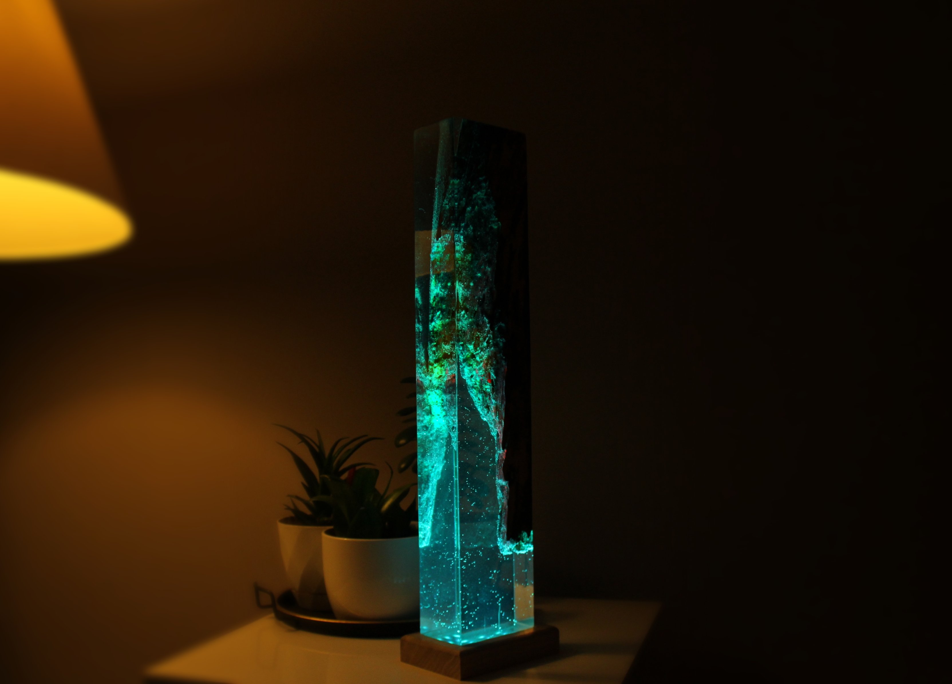 Olive Burl Epoxy Resin Lamp |  Unique Resin and Wood Nightstand Lamp | WoodNotion