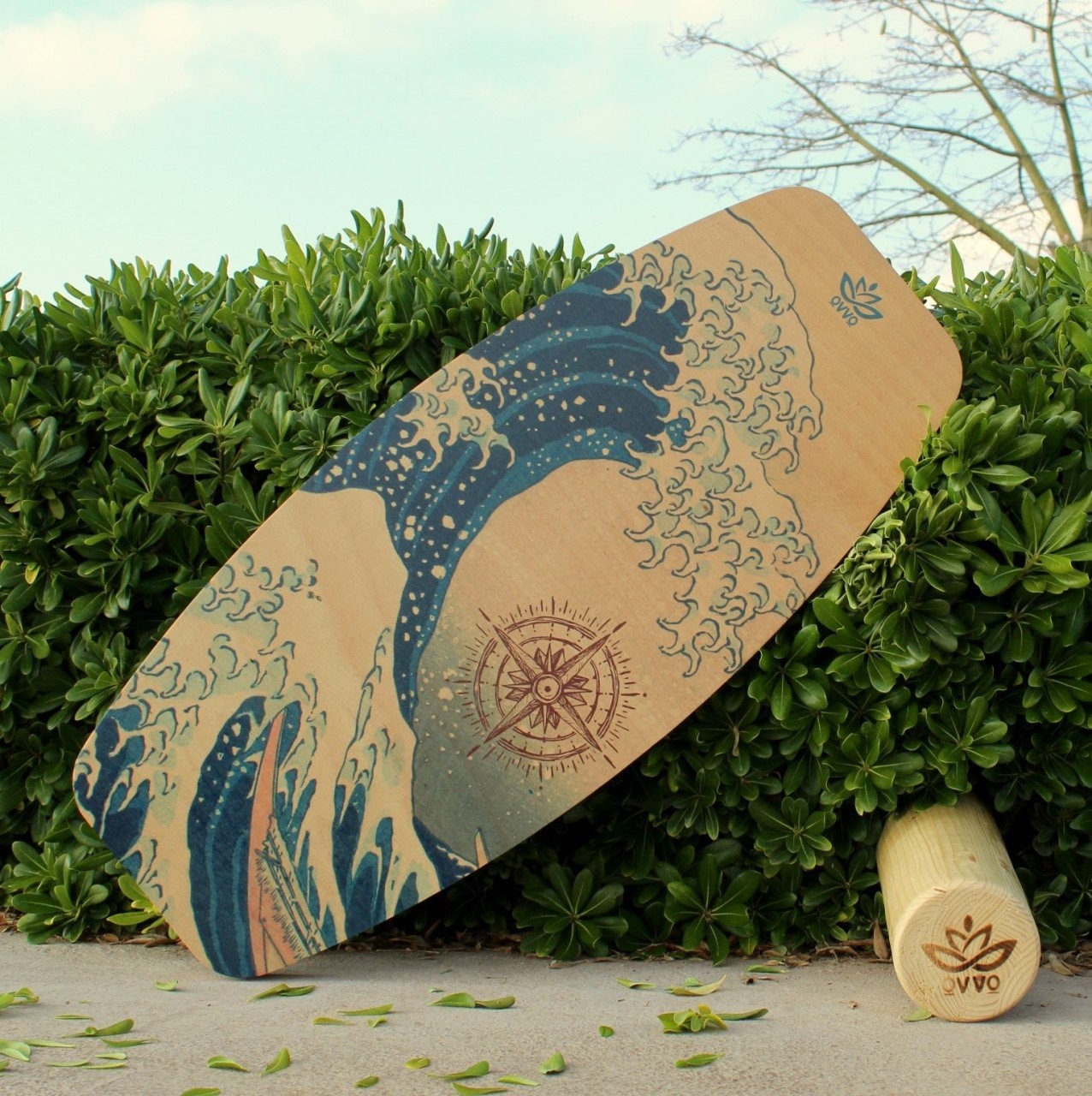 Wave Balance Board | California Balance Board | Wobble Balance Board with Roller | WoodNotion OVVO 