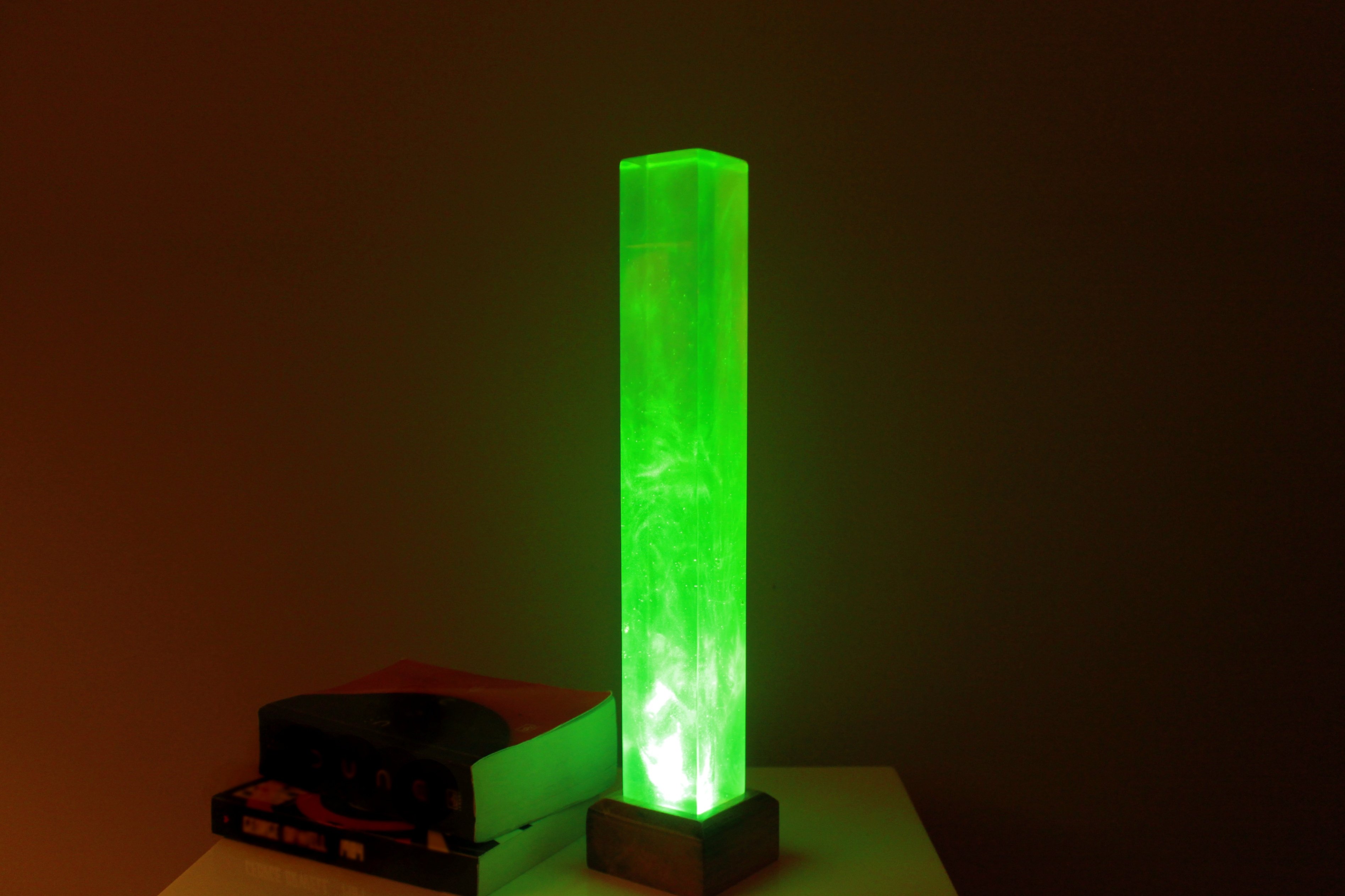 Intense Green Solid Epoxy Resin Ambiance Lamp 