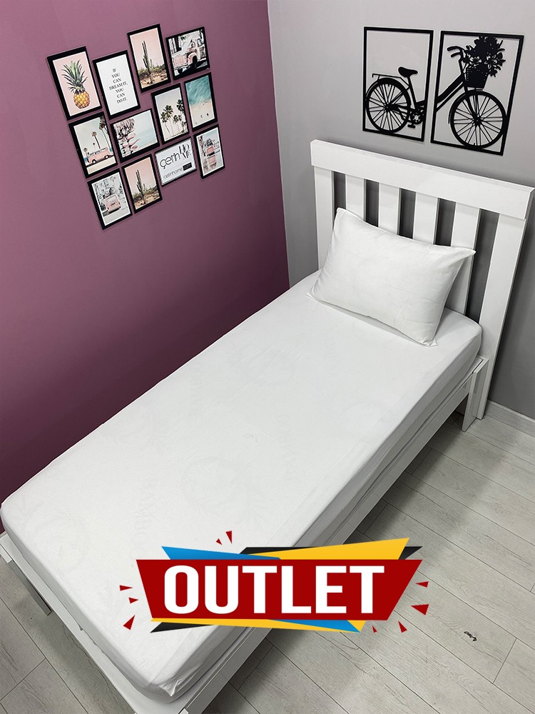 Outlet Kumaş Lastikli Çarşaf Seti Tek Kişilik Beyaz