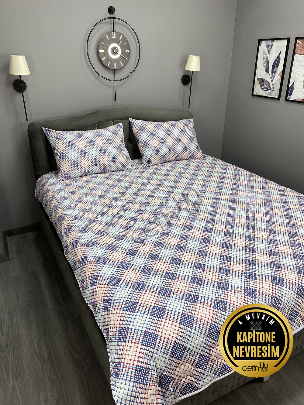 Çetinhome Çift Kişilik Kapitone Pike Seti 4 Mevsim Milan