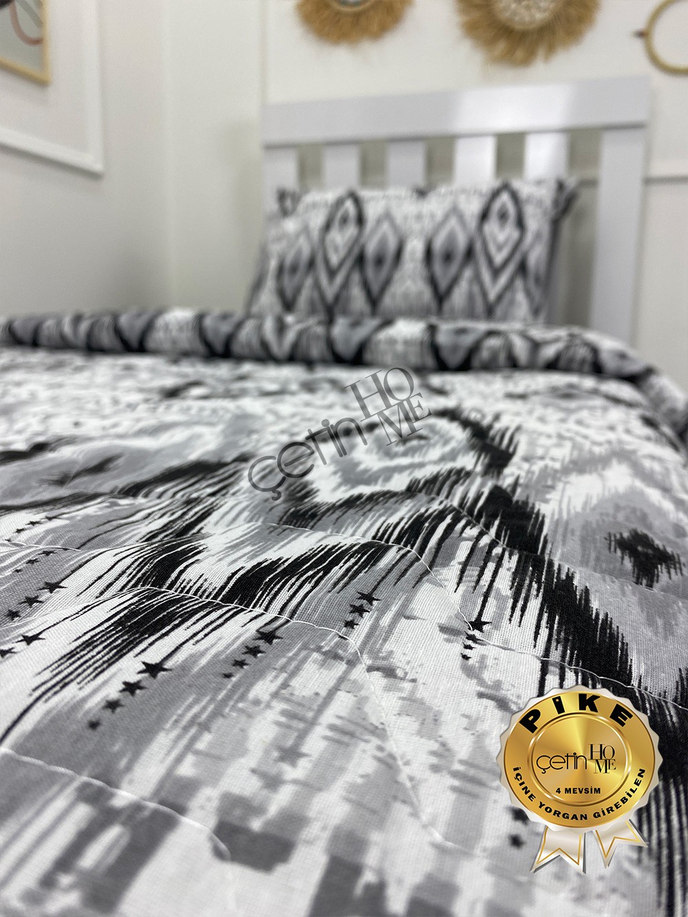 Çetinhome Tek Kişilik Çarşafı Lastikli Kapitone Pike Takımı 4 Mevsim Hipnoz