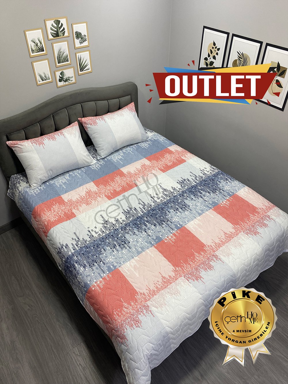 Outlet Çift Kişilik Kapitone Pike Seti 4 Mevsim Metropol