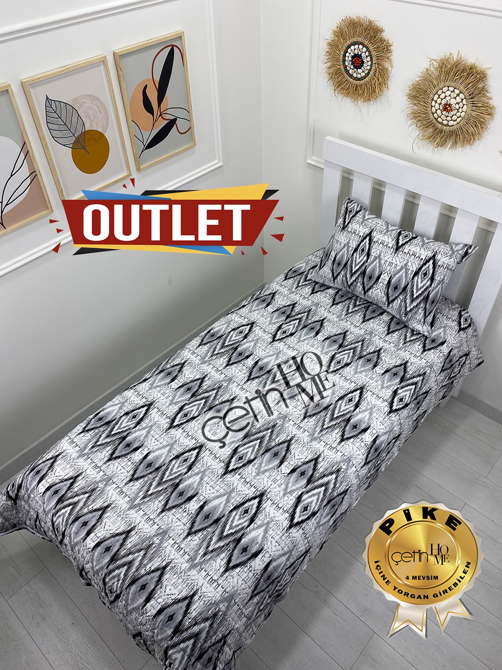 Outlet Tek Kişilik Kapitone Pike Seti 4 Mevsim Hipnoz