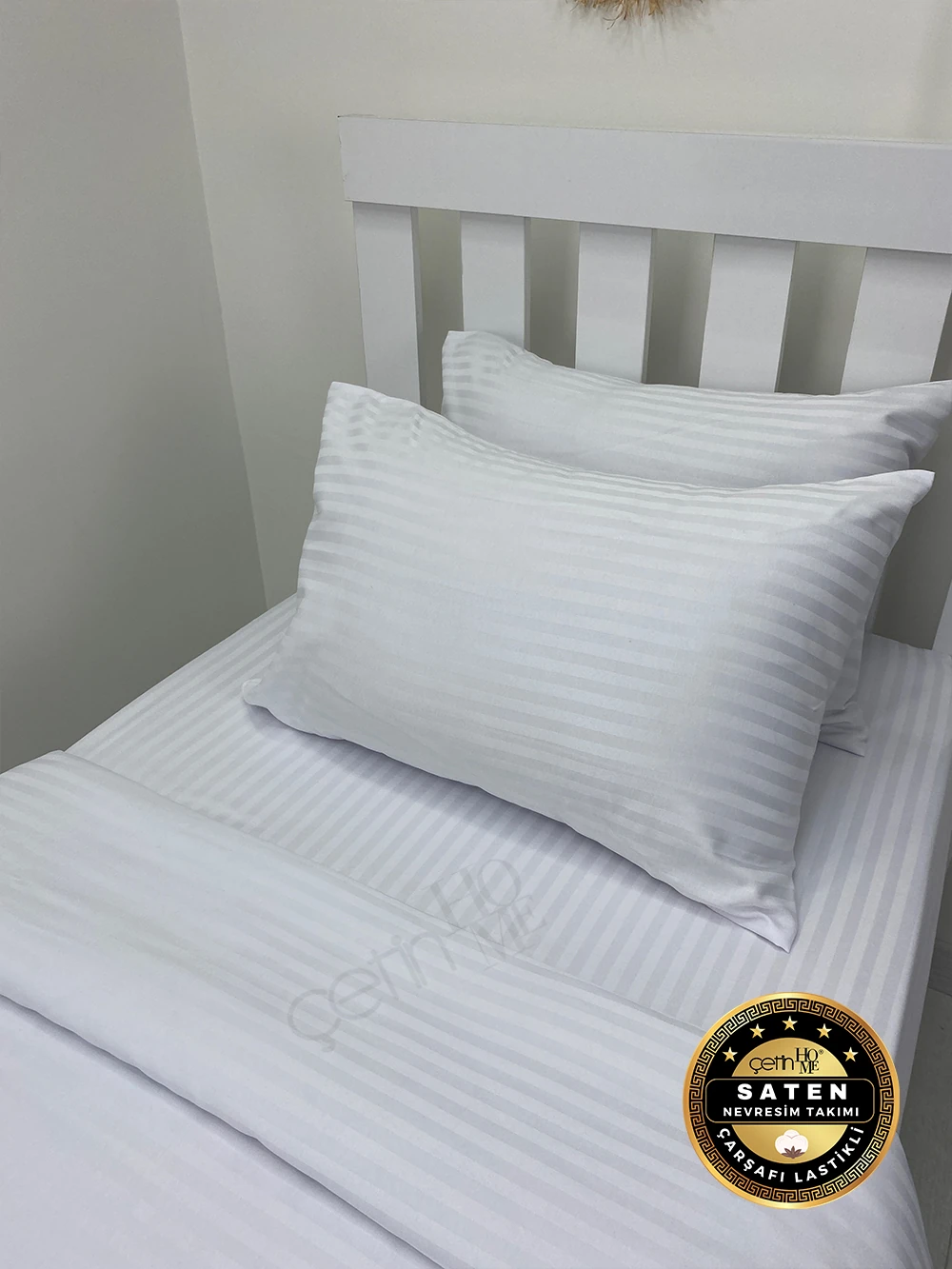 Çetinhome Çizgili Saten Nevresim Takımı