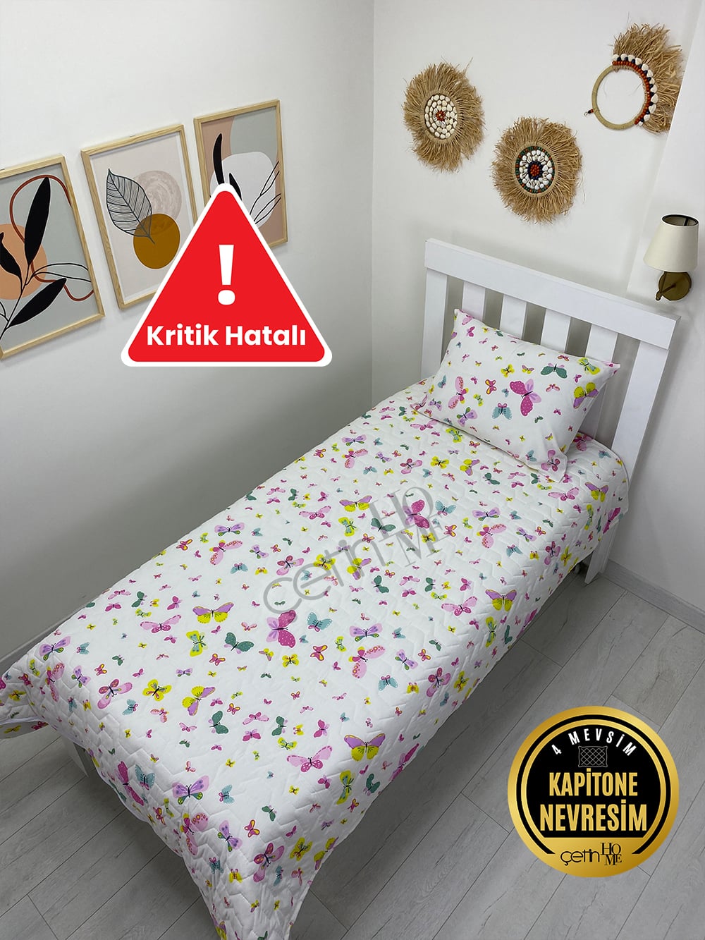 Kritik Hatalı Tek Kişilik Kapitone Pike Seti 4 Mevsim Masal