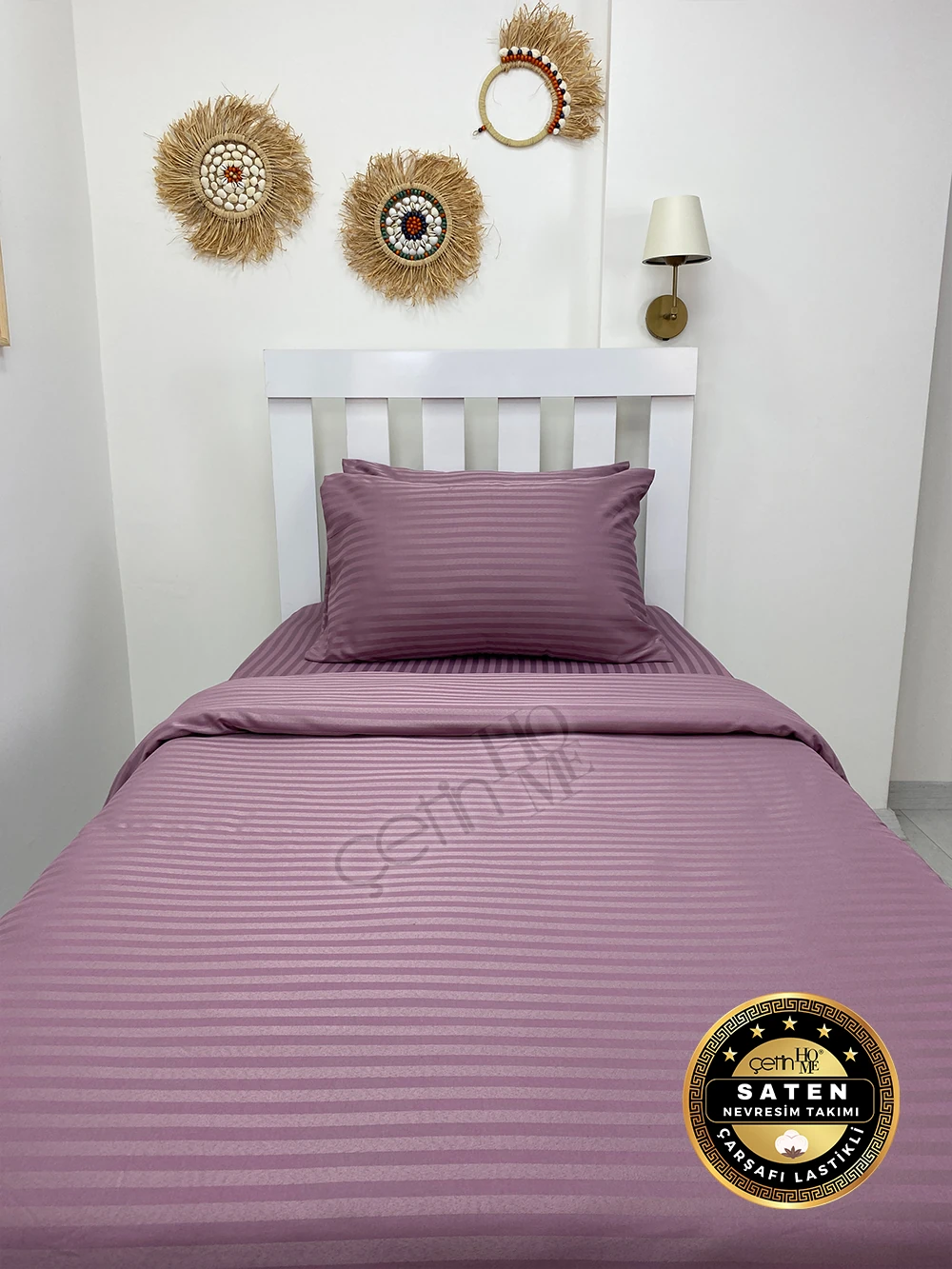 Çetinhome Çizgili Saten Nevresim Takımı