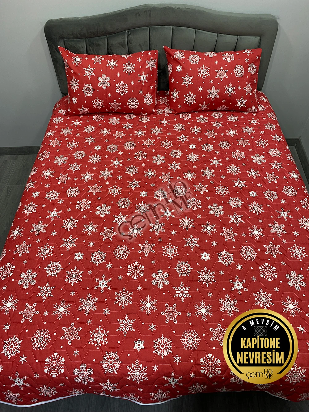 Çetinhome Çift Kişilik Kapitone Pike Seti 4 Mevsim Kar