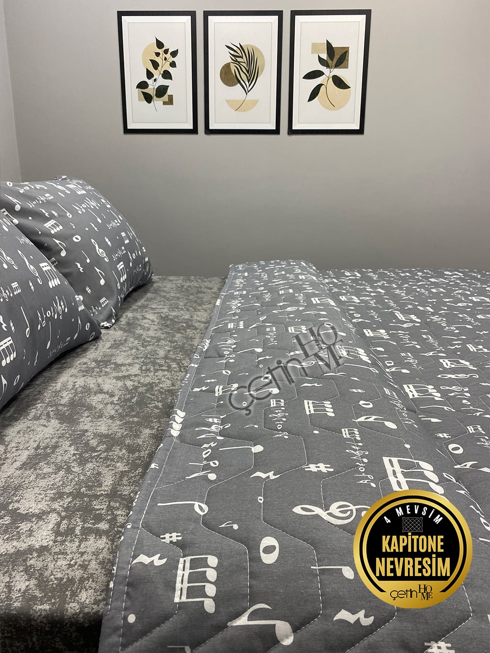 Çetinhome Çift Kişilik Çarşafı Lastikli Kapitone Pike Takımı 4 Mevsim Nota