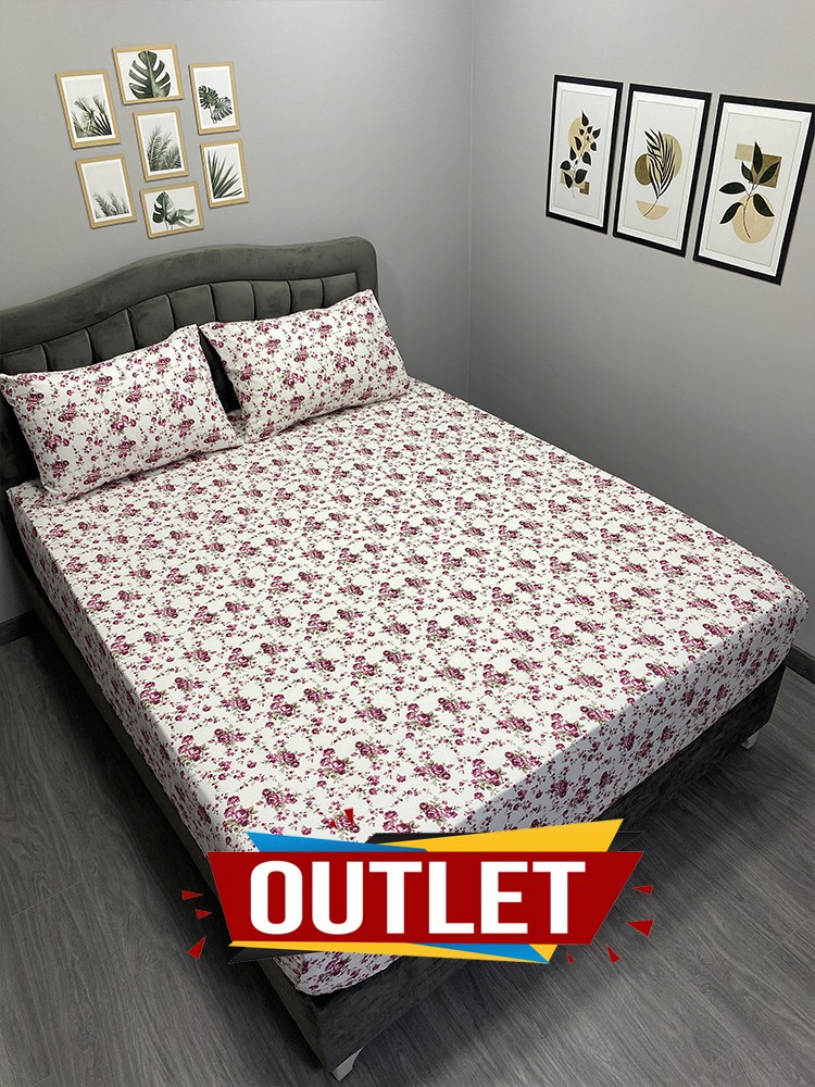 Outlet Kumaş Lastikli Çarşaf Seti Çift Kişilik Gardenya Fuşya