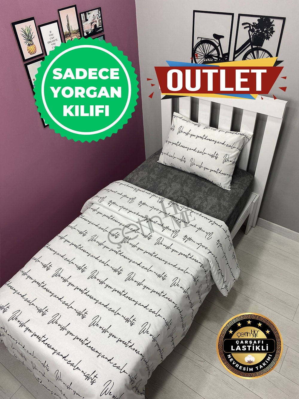 Outlet Tek Kişilik Yorgan Kılıfı Latin