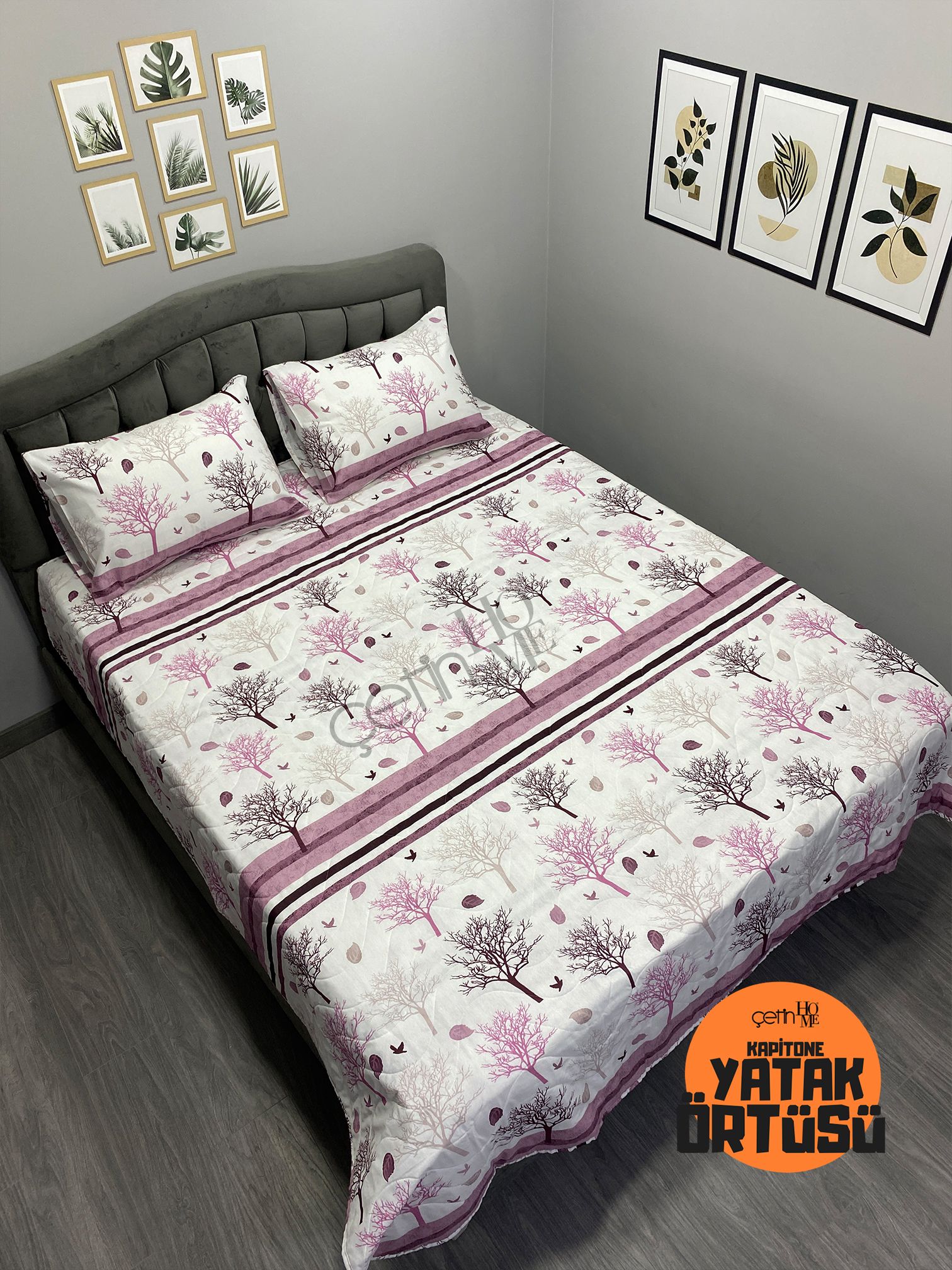 Çetinhome Battal Boy Kapitone Yatak Örtüsü Pike Seti Güz